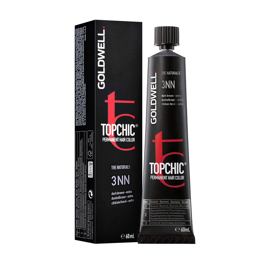 Стійка професійна фарба для волосся Goldwell Topchic Permanent Hair Color 3NN Dark Brown Extra, 60 мл