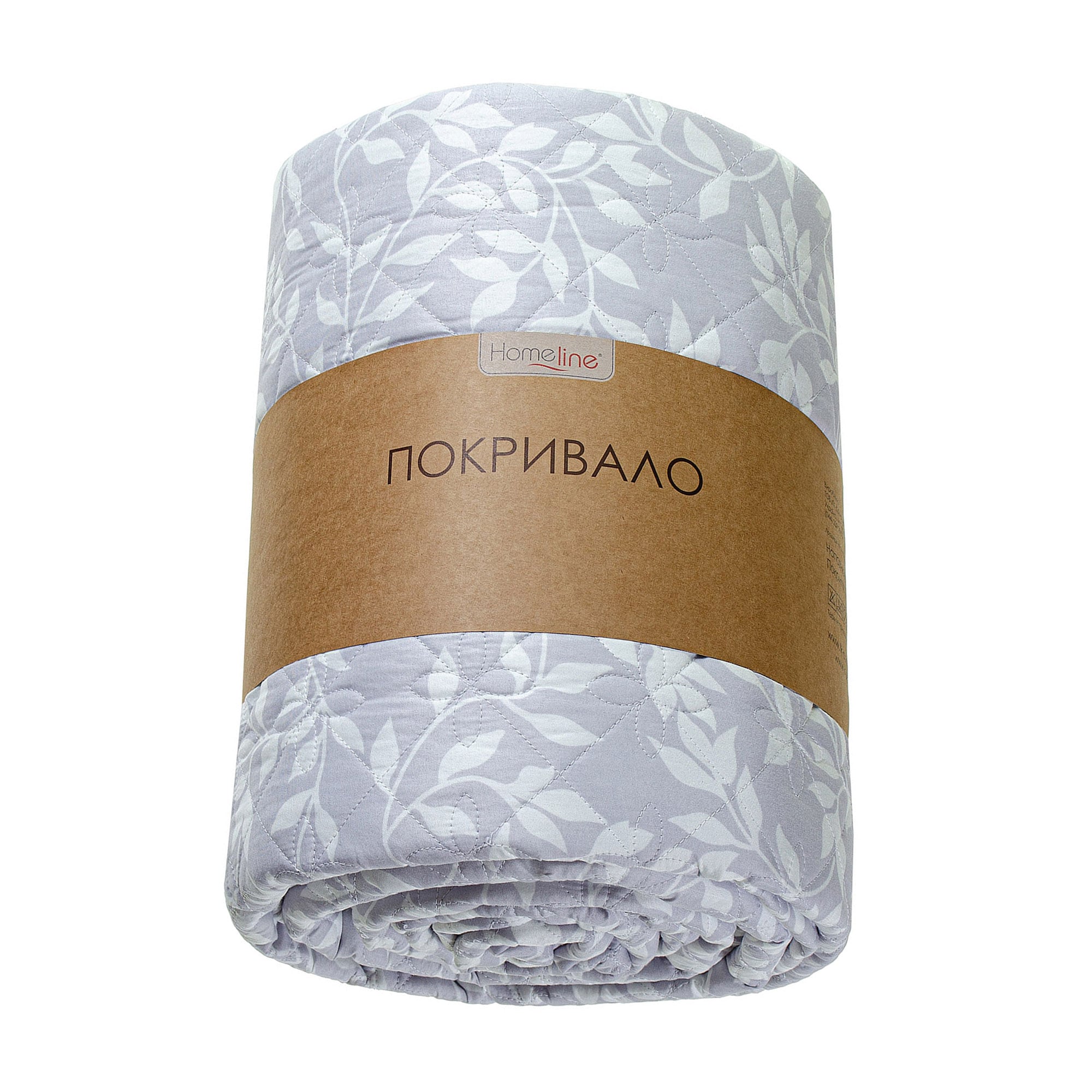 Стьобане покривало Home Line Печворк, гілочки, сіре, 210*240 см (177318)