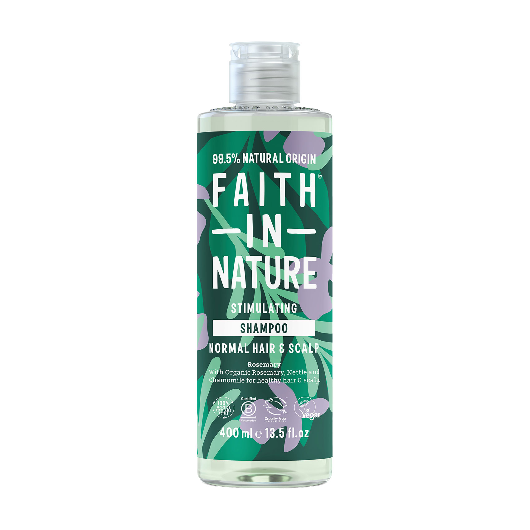 Стимулювальний шампунь Faith In Nature Stimulating Shampoo для нормального волосся та шкіри голови, з розмарином, 400 мл