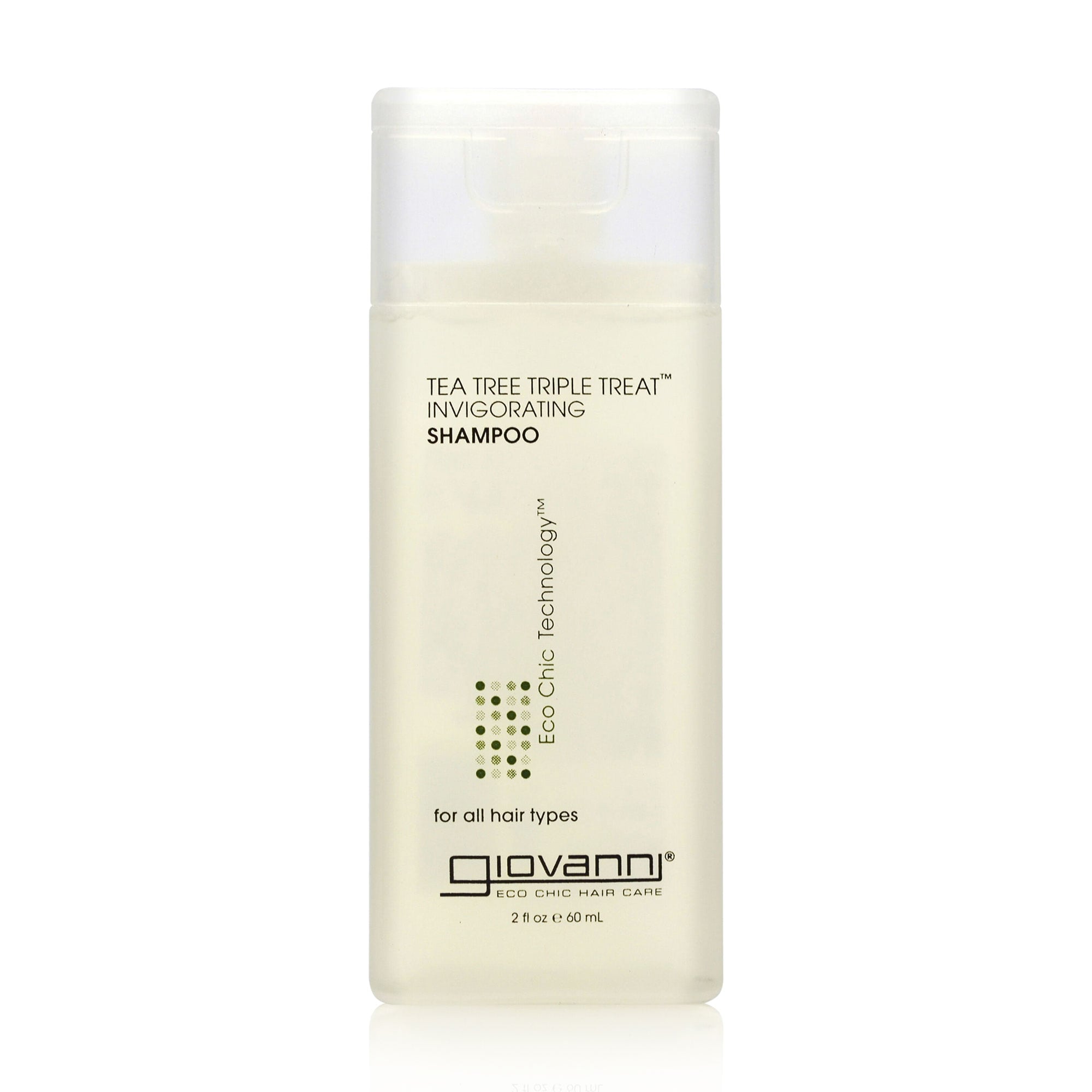 Стимулювальний шампунь Giovanni Eco Chic Technology Invigorating Shampoo для всіх типів волосся, з екстрактом чайного дерева, 60 мл