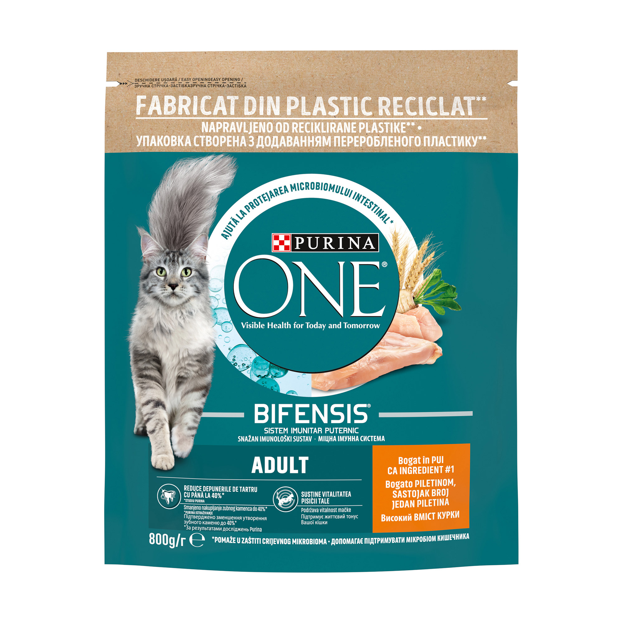 Сухий корм для дорослих кішок Purina One Adult Bifensis з куркою, 800 г