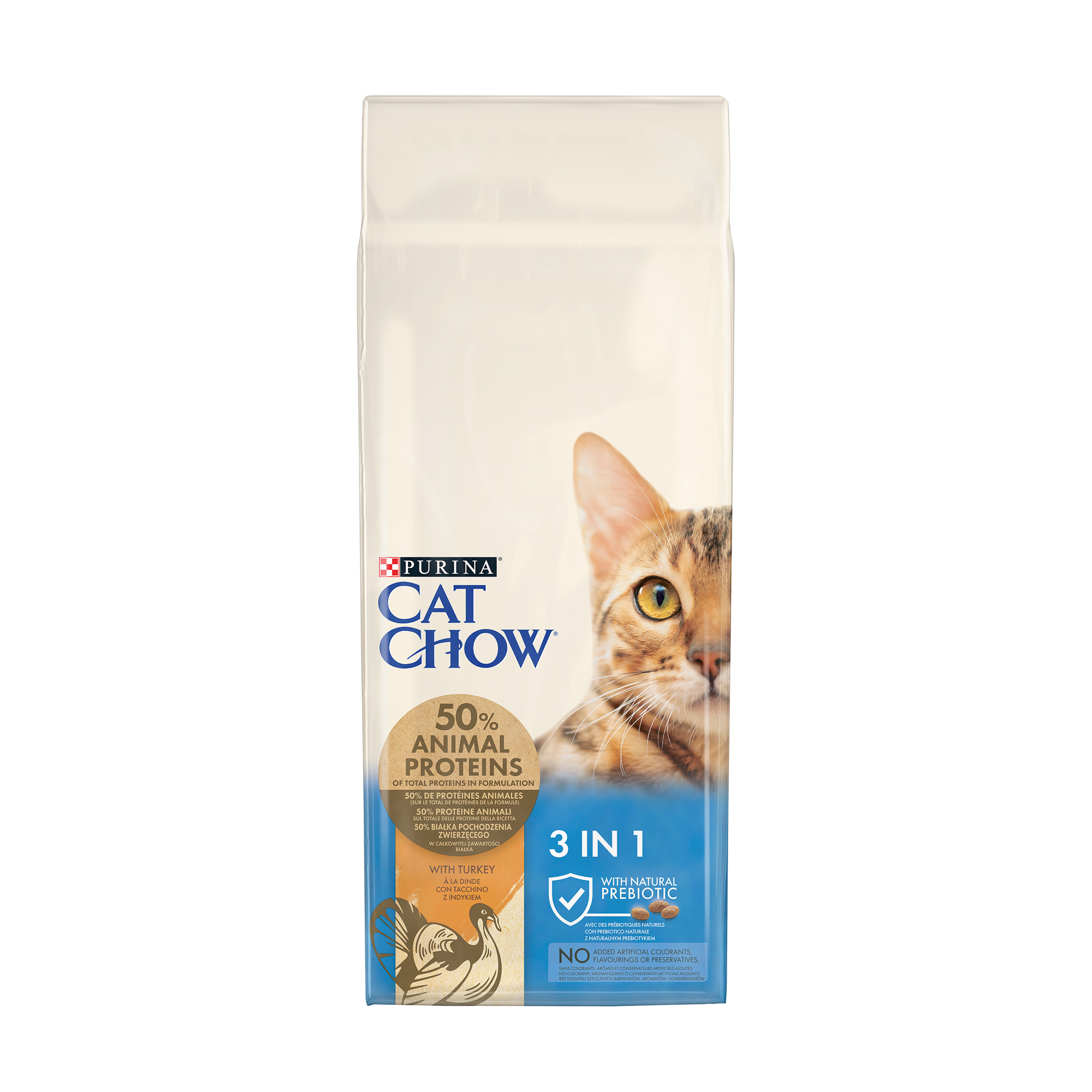Сухий корм для дорослих котів Cat Chow 3-in-1 з індичкою, 15 кг