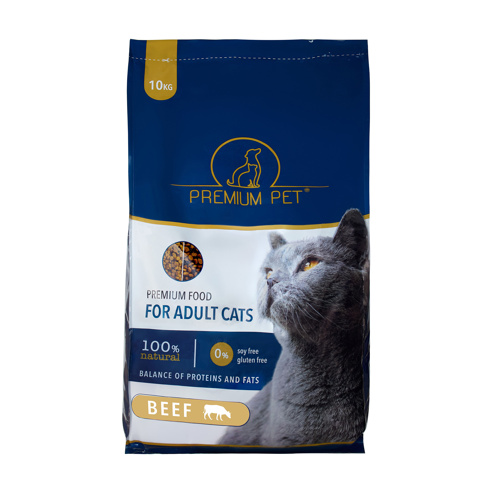Сухий корм для дорослих котів Premium Pet з яловичиною, 10 кг