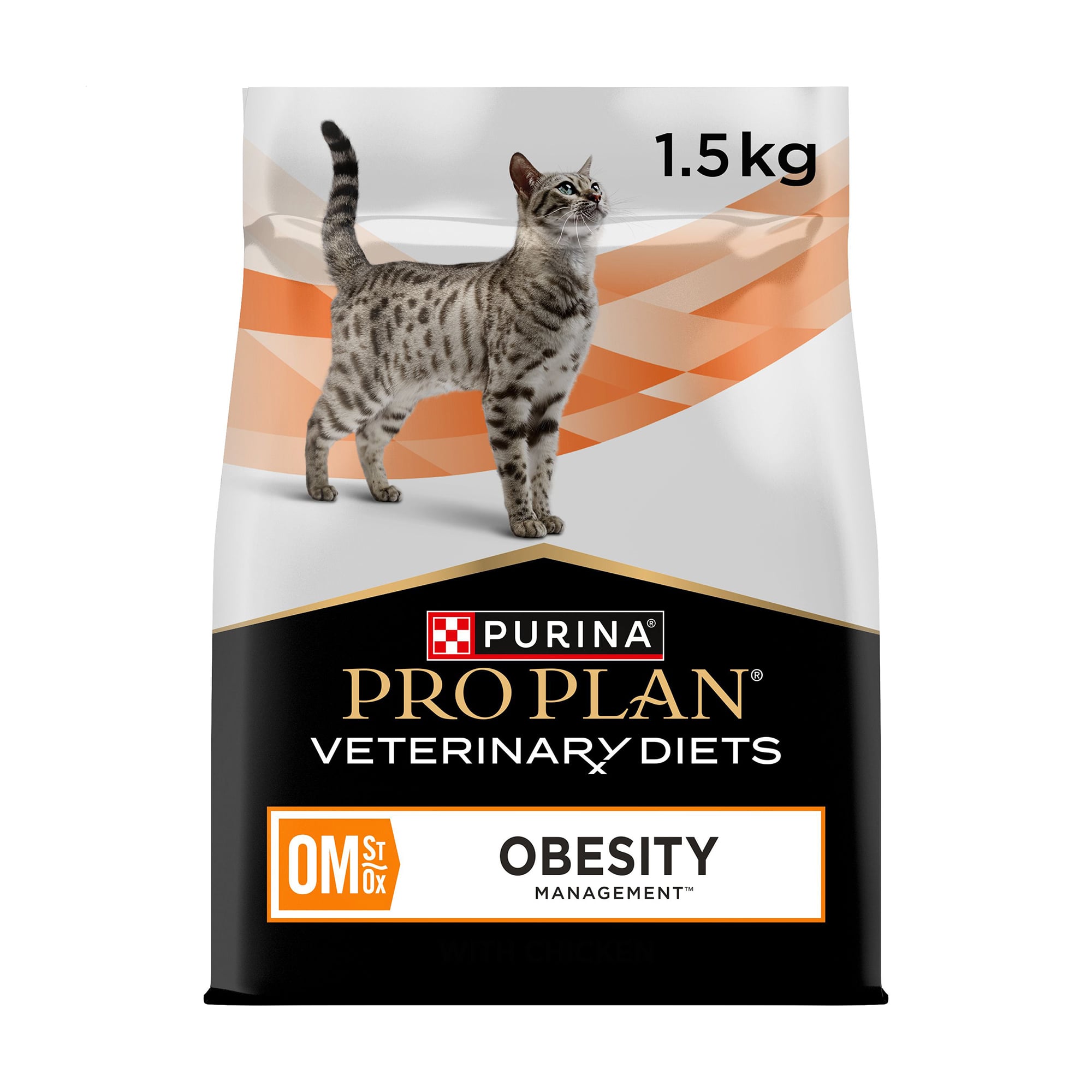 Сухий корм для дорослих котів Pro Plan Veterinary Diets OM ST/OX Obesity Management для зниження надмірної маси тіла, з куркою, 1.5 кг