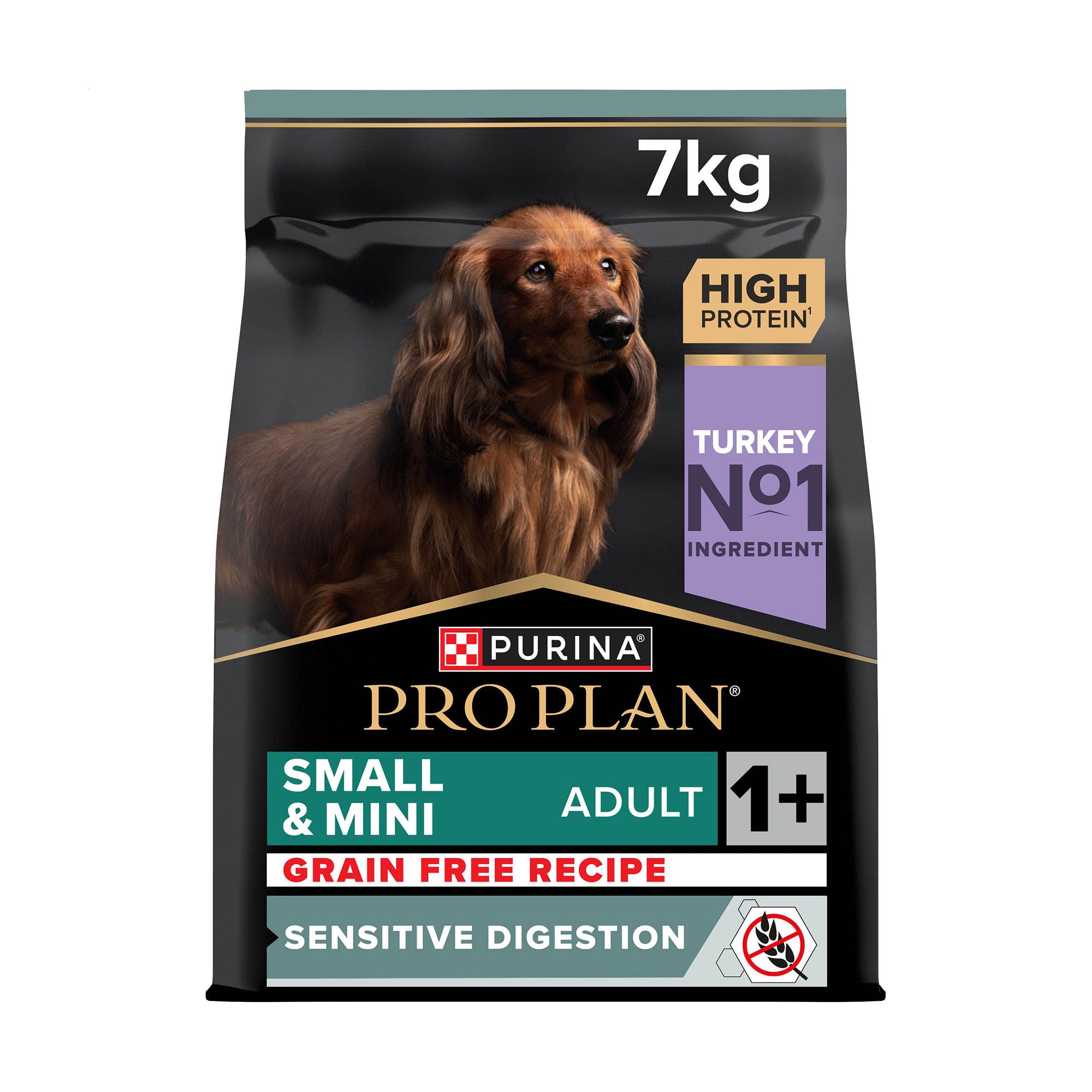 Сухий корм для дорослих собак дрібних порід Pro Plan Small &amp; Mini Adult 1+ Sensitive Digestion з чутливим травленням, беззерновий, з індичкою, 7 кг