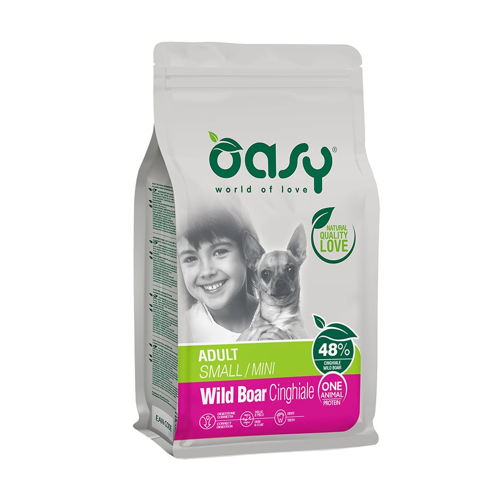 Сухий корм для дорослих собак малих порід Oasy One Animal Protein Adult Small/Mini з диким кабаном, 2.5 кг