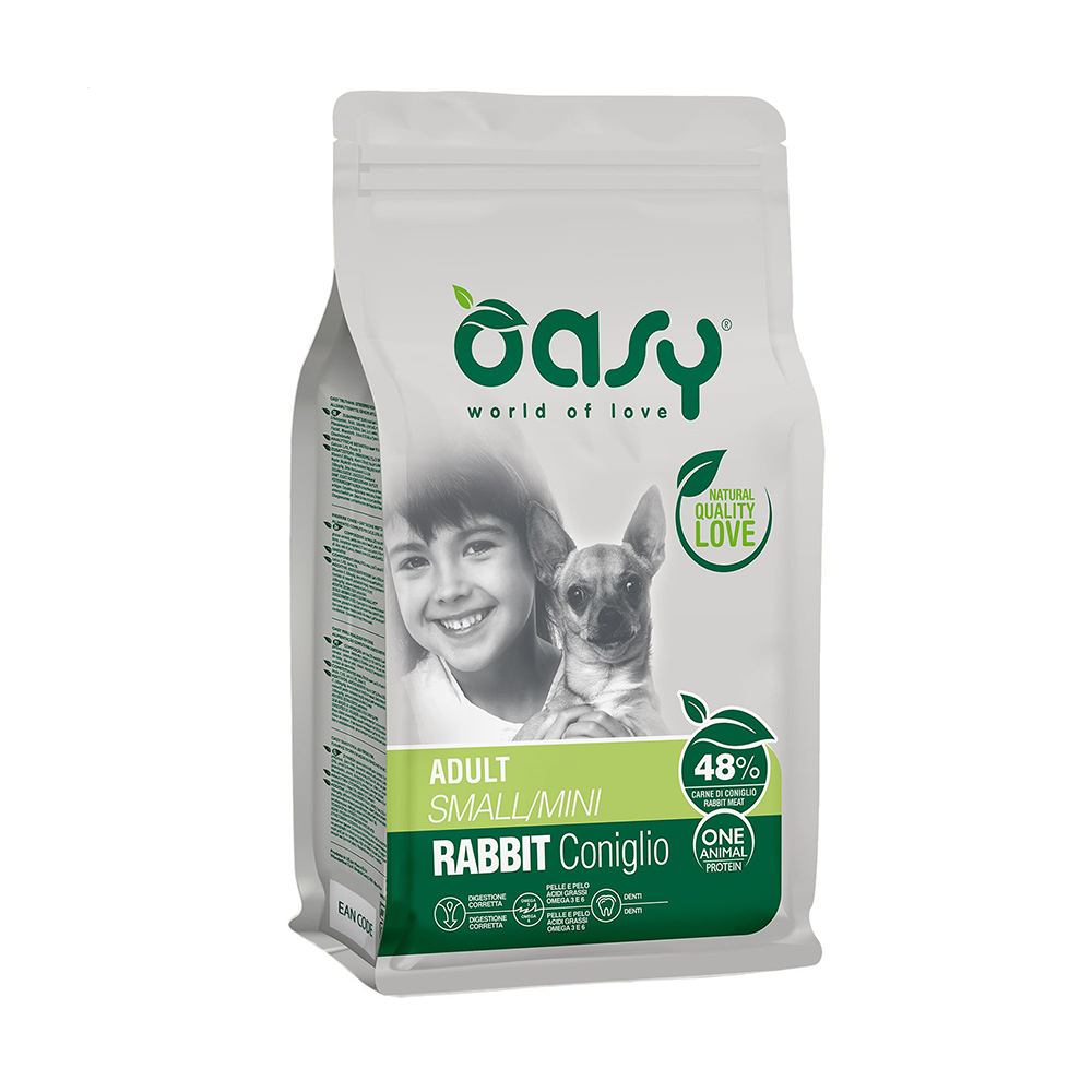 Сухий корм для дорослих собак малих порід Oasy One Animal Protein Adult Small/Mini з кроликом, 2.5 кг