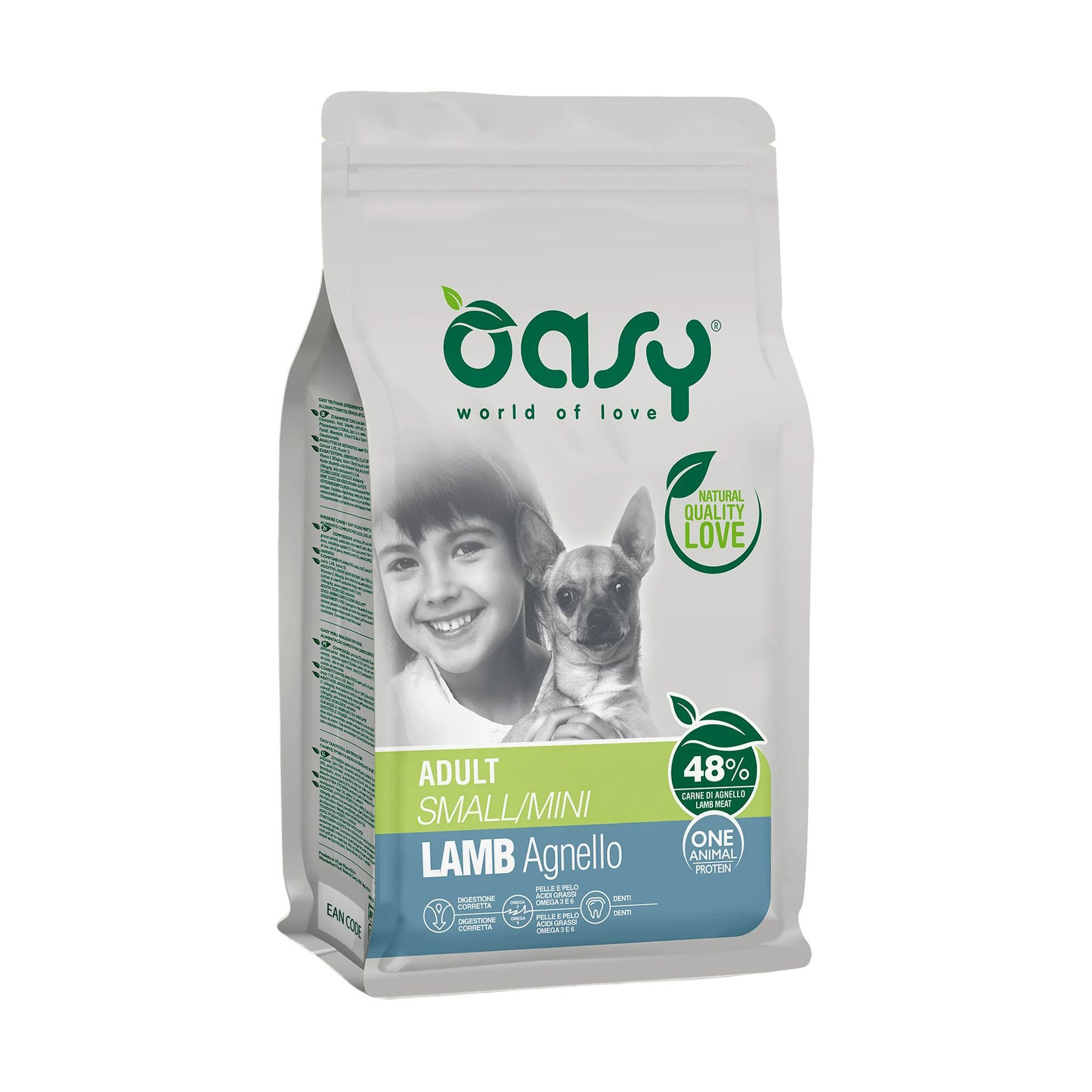 Сухий корм для дорослих собак малих порід Oasy One Animal Protein Adult Small/Mini з ягням, 2.5 кг