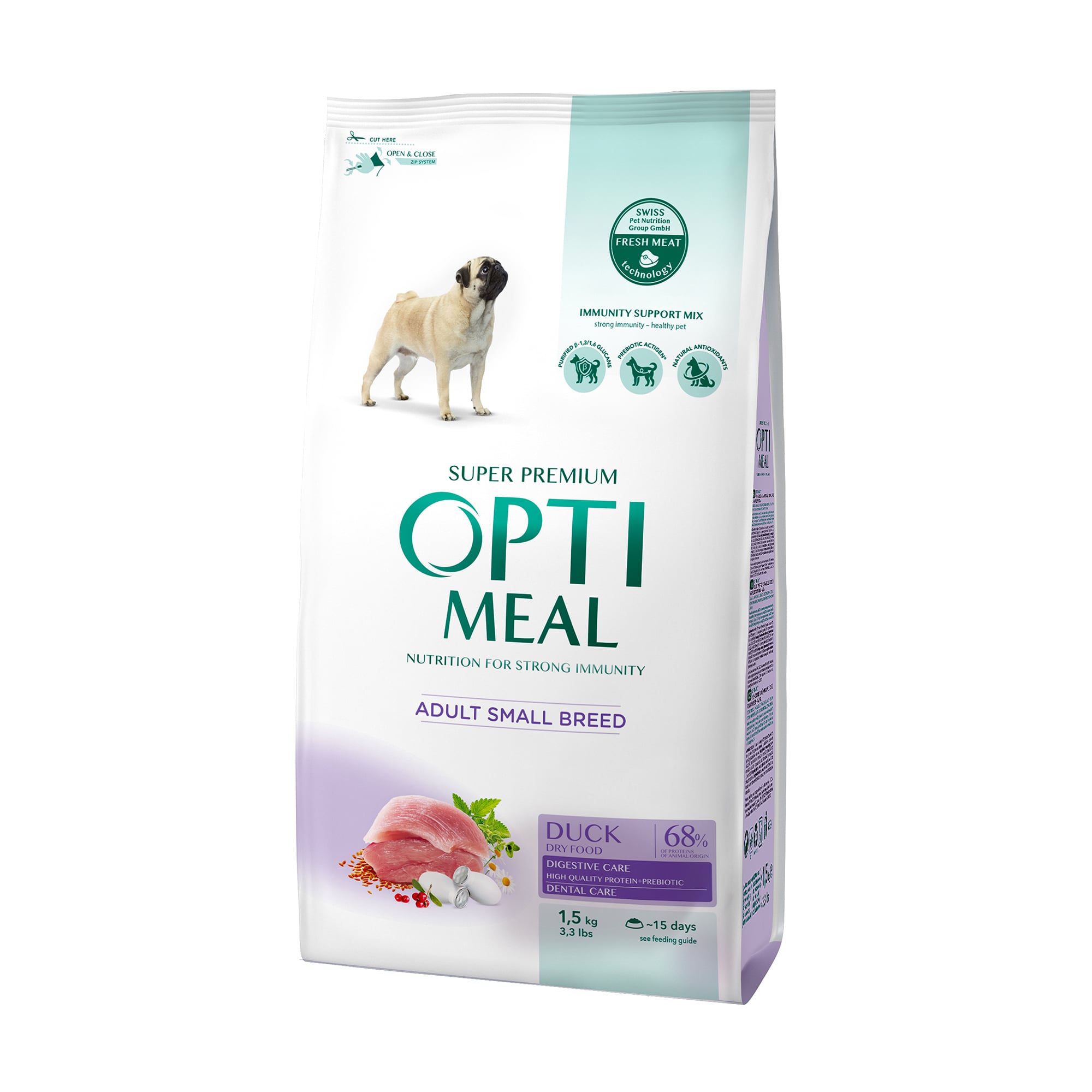 Сухий корм для дорослих собак малих порід Optimeal з качкою, 1.5 кг