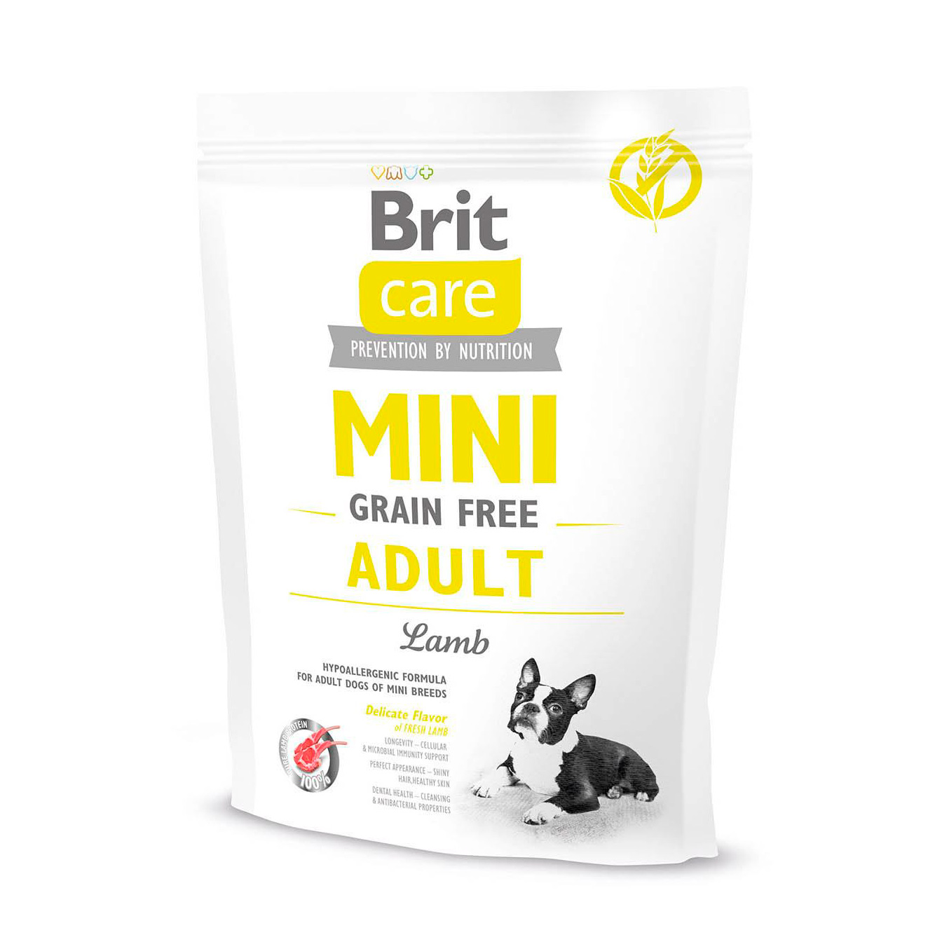 Сухий корм для дорослих собак мініатюрних порід Brit Care Mini Adult з ягням, 400 г