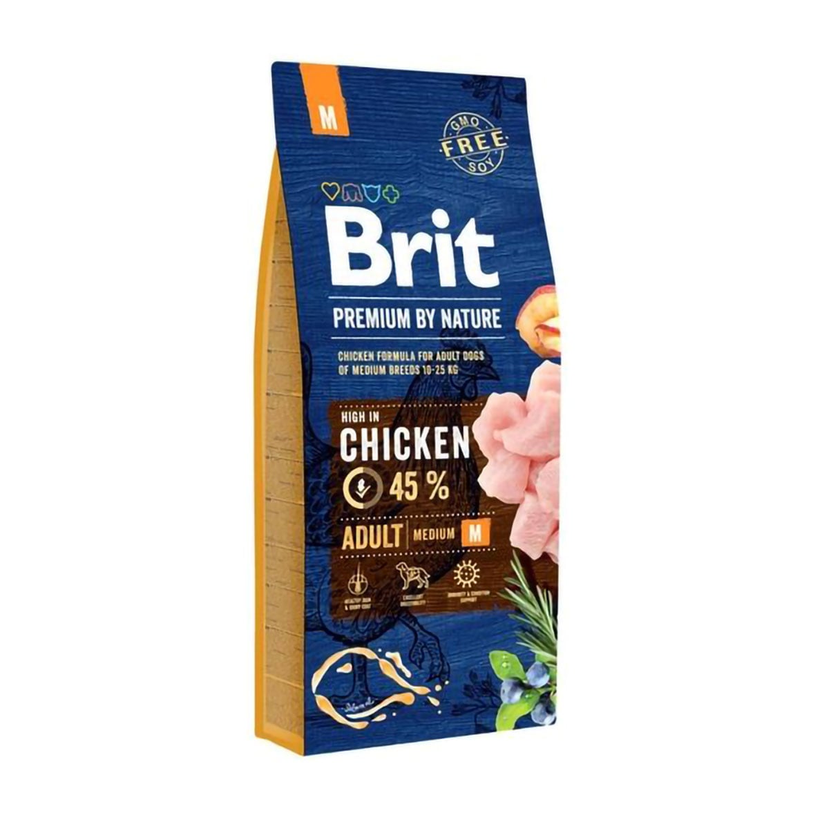 Сухий корм для дорослих собак середніх порід Brit Premium By Nature Adult M з куркою, 15 кг