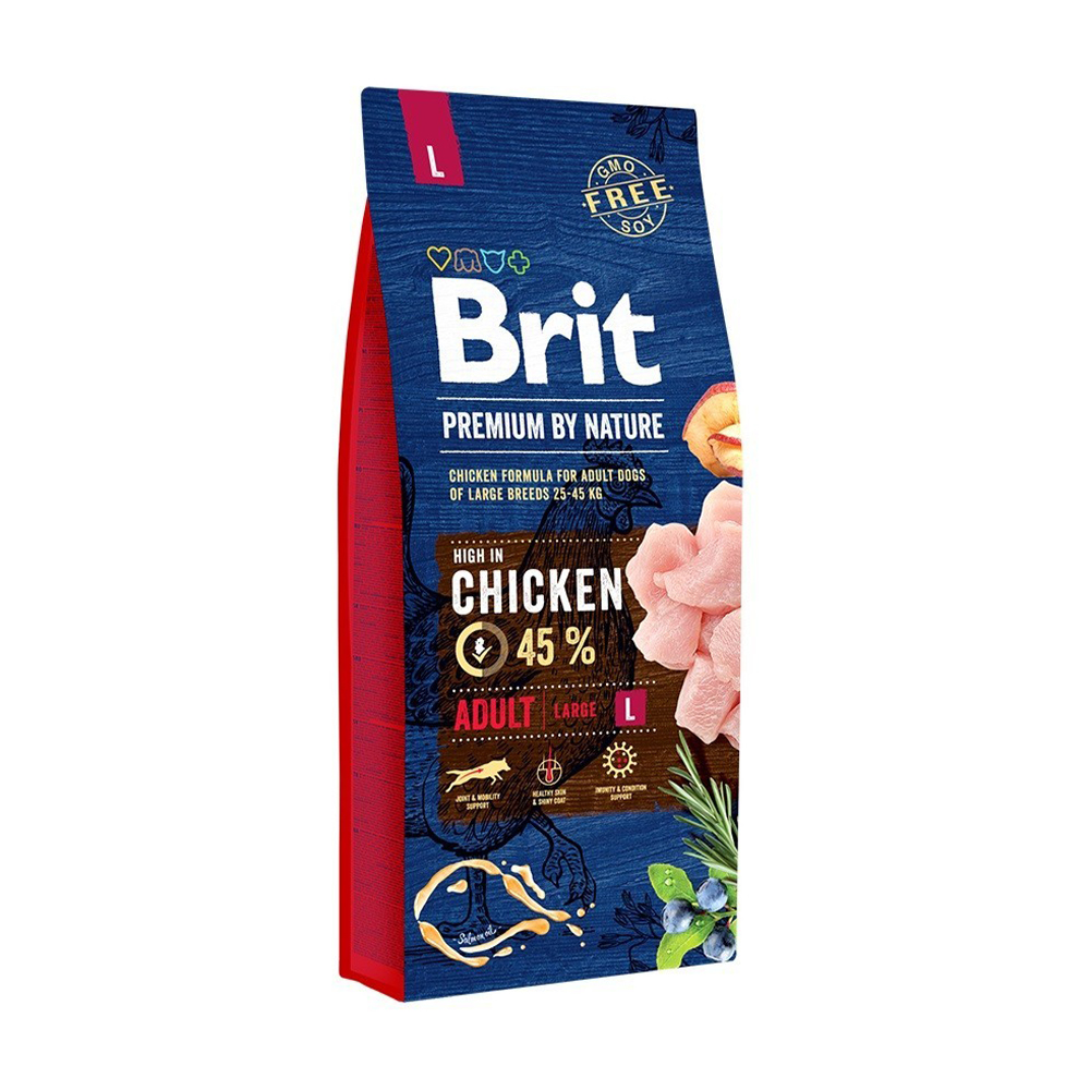 Сухий корм для дорослих собак великих порід Brit Premium by Nature Adult L з куркою, 15 кг