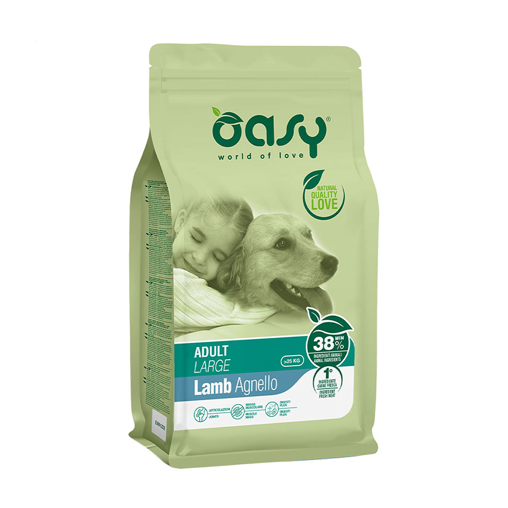 Сухий корм для дорослих собак великих порід Oasy Lifestage Adult Large з ягням, 12 кг