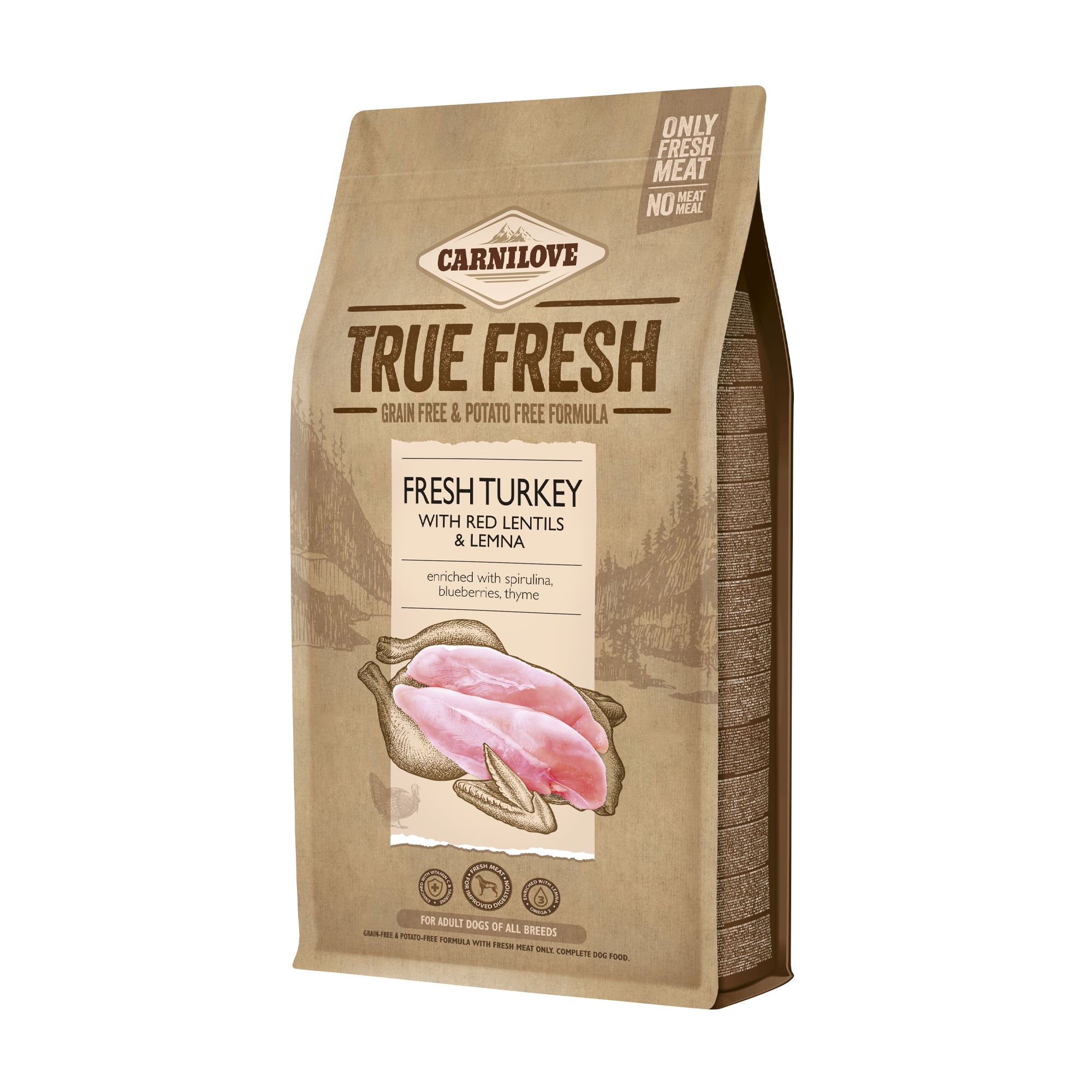 Сухий корм для дорослих собак всіх порід Carnilove True Fresh з індичкою, 1.4 кг