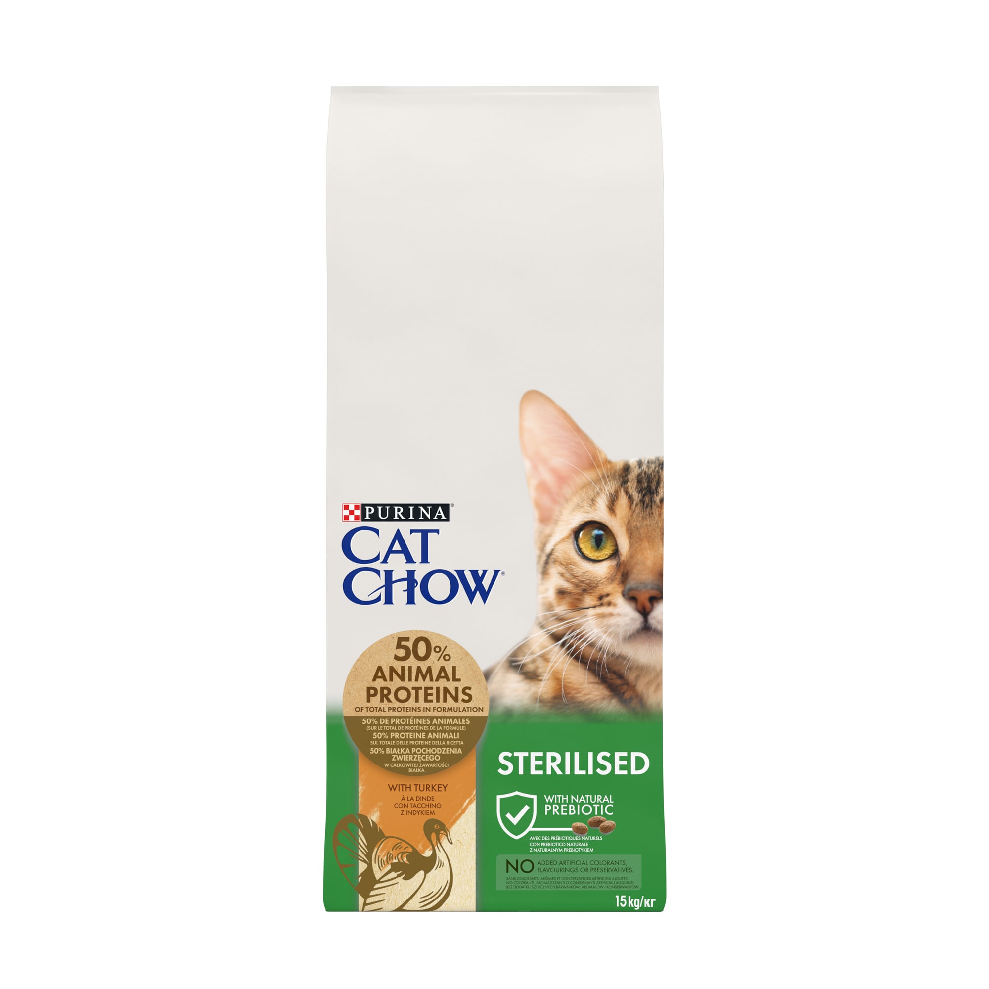 Сухий корм для дорослих стерилізованих котів Cat Chow Sterilised з індичкою, 15 кг