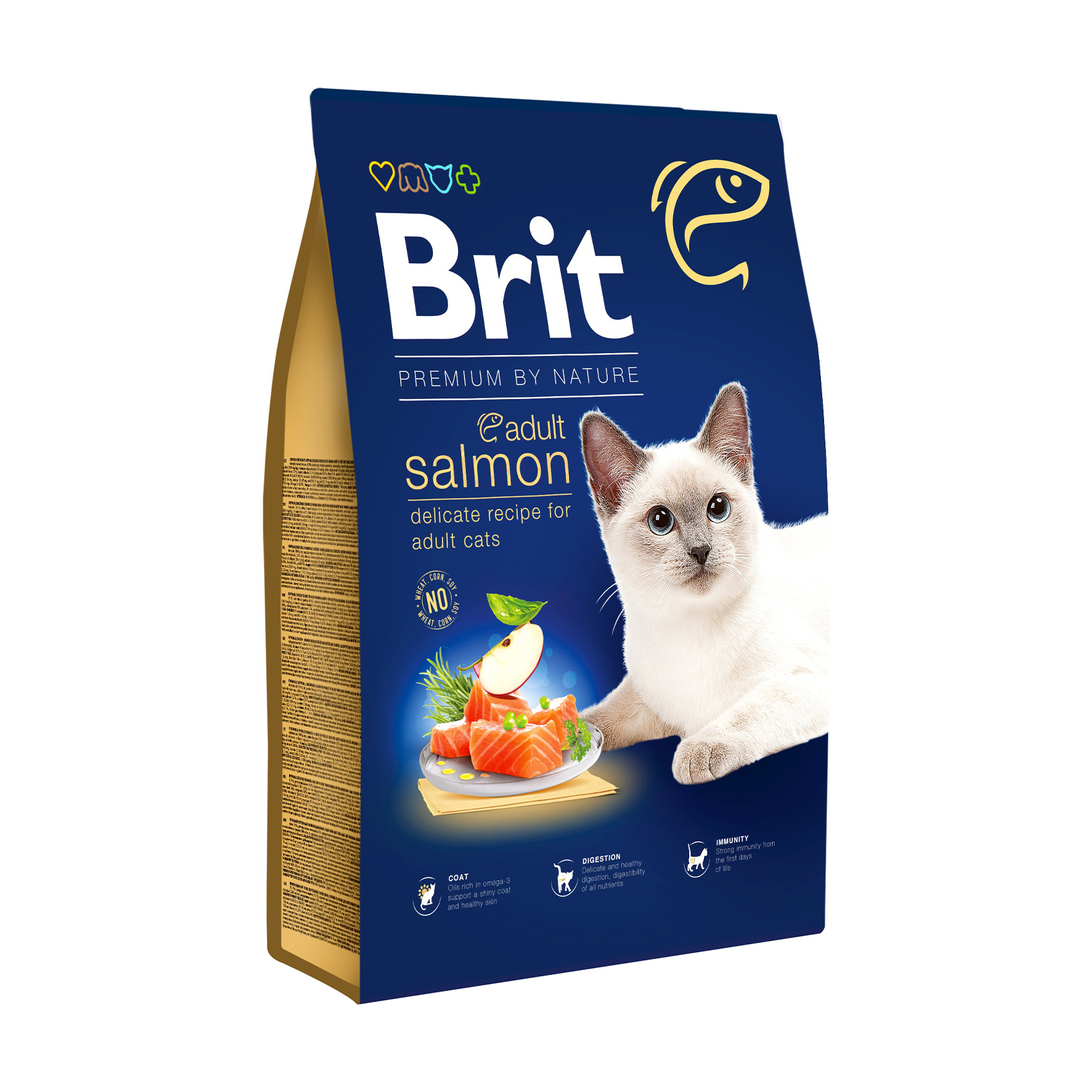 Сухий корм для кішок Brit Premium by Nature Cat Adult з лососем, 8 кг