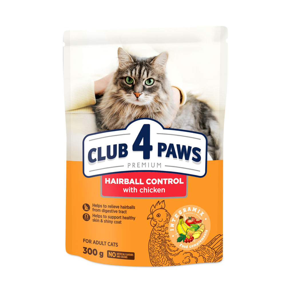 Сухий корм для кішок Club 4 Paws Контроль виведення шерсті, 300 г