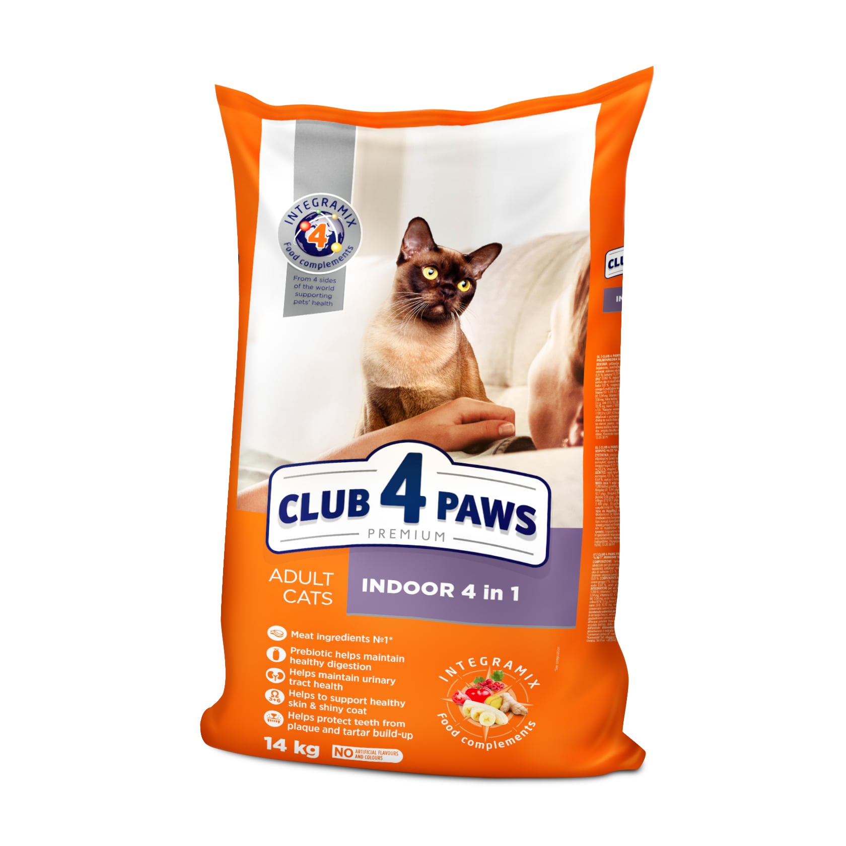 Сухий корм для кішок які живуть в приміщенні Club 4 Paws Premium 4 в 1, 14 кг