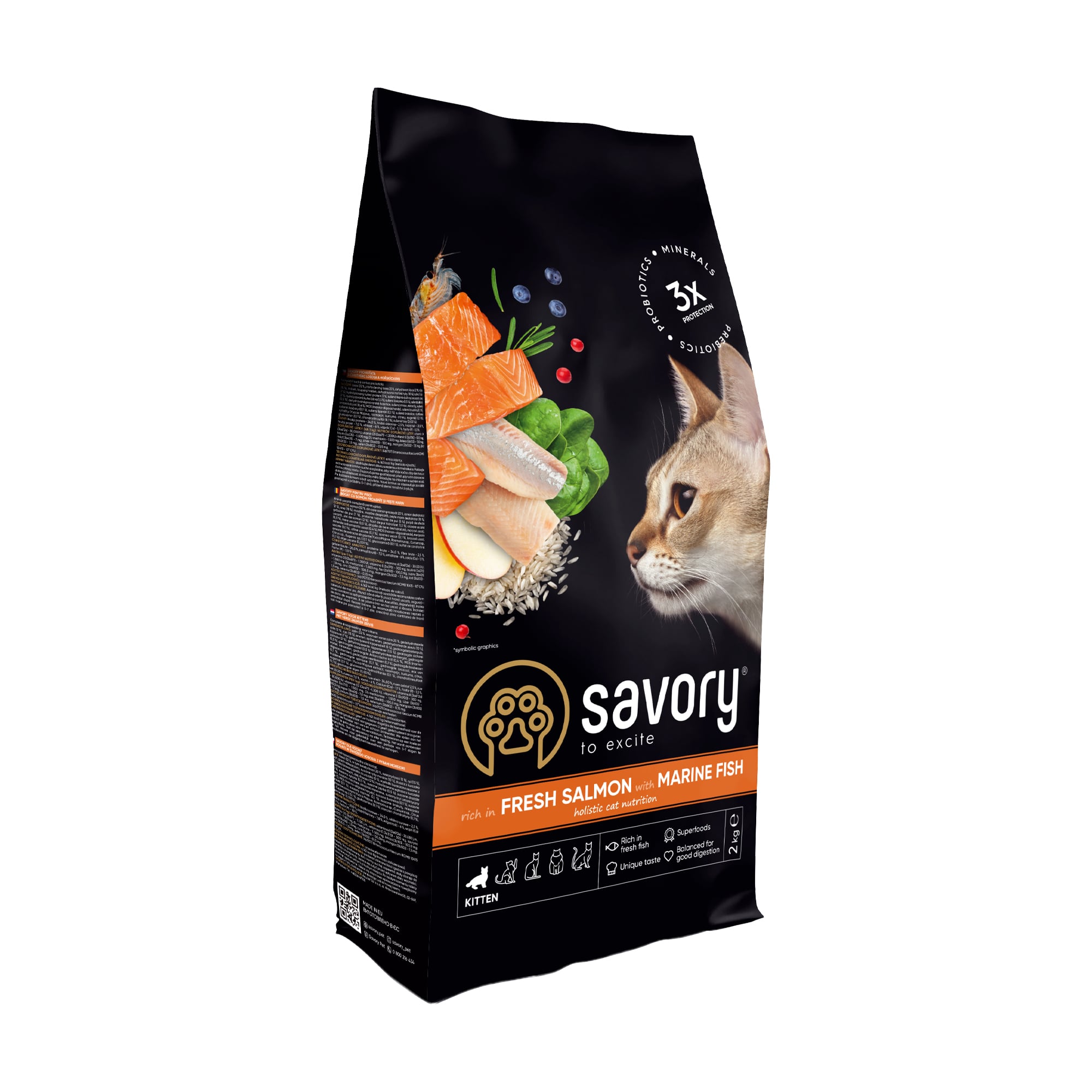 Сухий корм для кошенят Savory Kitten Rich In Fresh Salmon With Marine Fish зі свіжим лососем та морською рибою, 2 кг