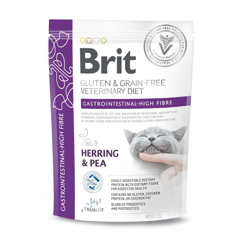 Сухий корм для котів Brit Veterinary Diet Cat Gastrointestinal High Fibre з підвищеним вмістом клітковини, з оселедцем та горохом, 400 г