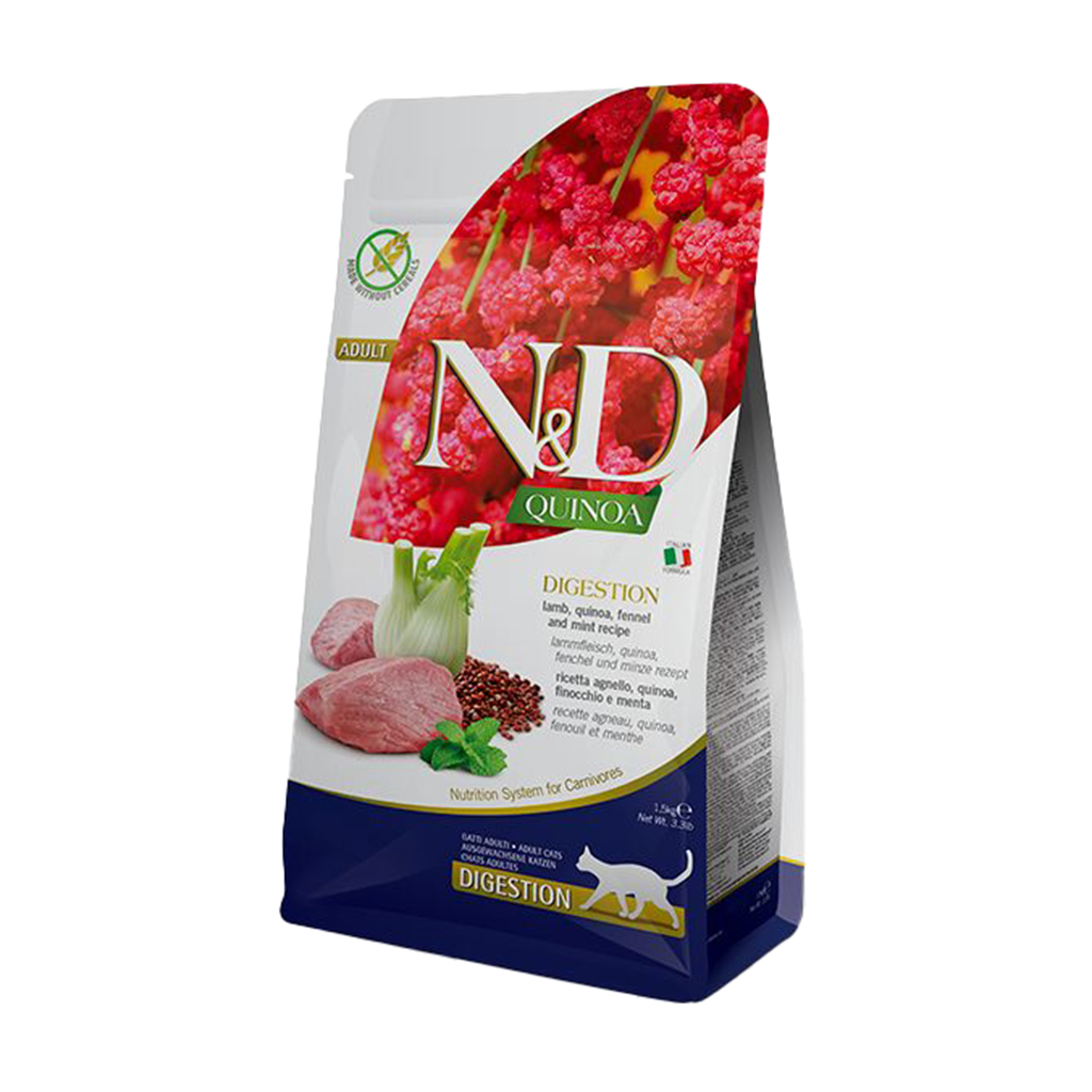 Сухий корм для котів Farmina N&amp;D Quinoa Digestion при порушенні травлення, з ягням та кіноа, 1.5 кг