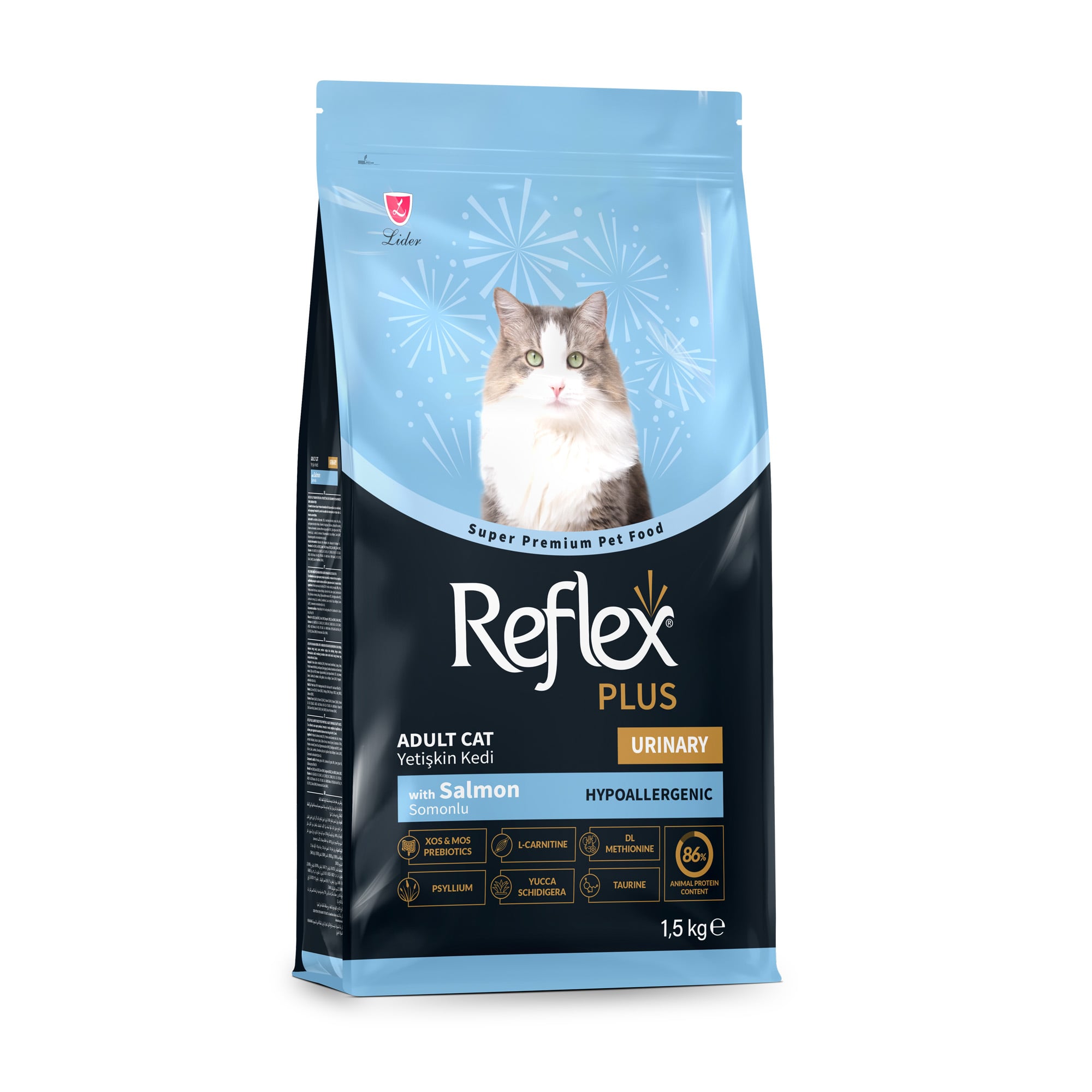 Сухий корм для котів Reflex Plus Urinary для підтримки здоров'я сечовивідної системи, з лососем, 1.5 кг