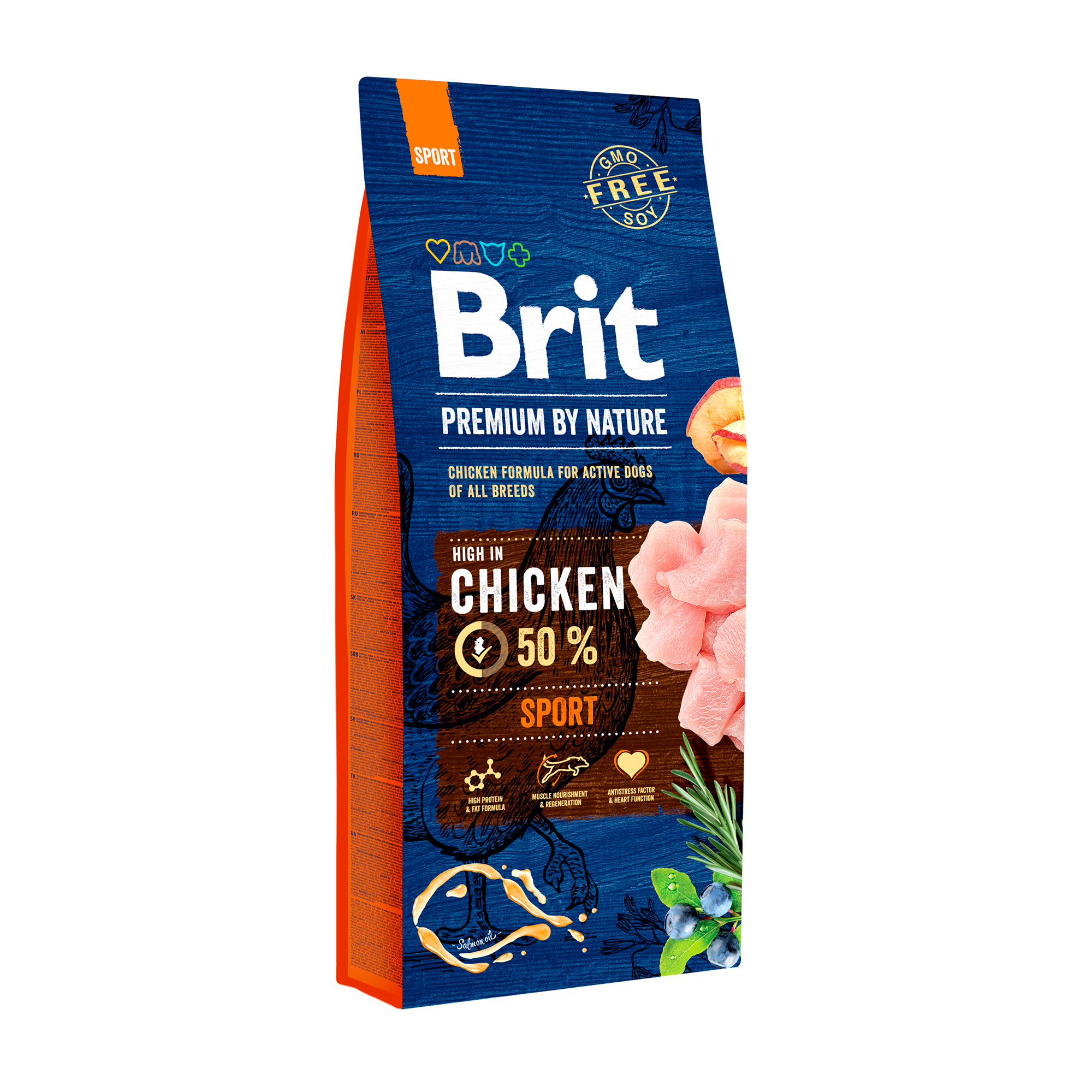 Сухий корм для собак Brit Premium By Nature Sport з підвищеними фізичними навантаженнями, зі смаком курки, 15 кг