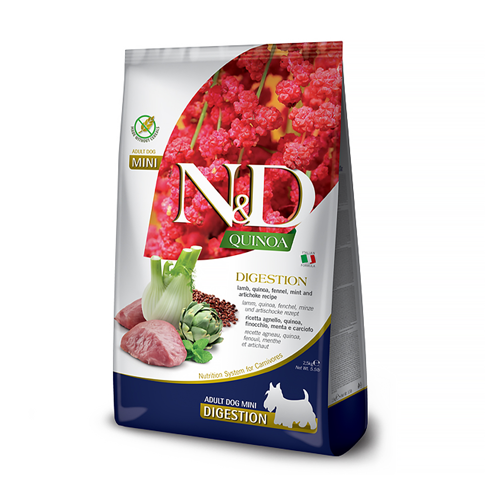 Сухий корм для собак Farmina N&amp;D Quinoa Dog Digestion Lamb &amp; Fennel Adult Mini з чутливим травленням, з ягням та кіноа, 2.5 кг