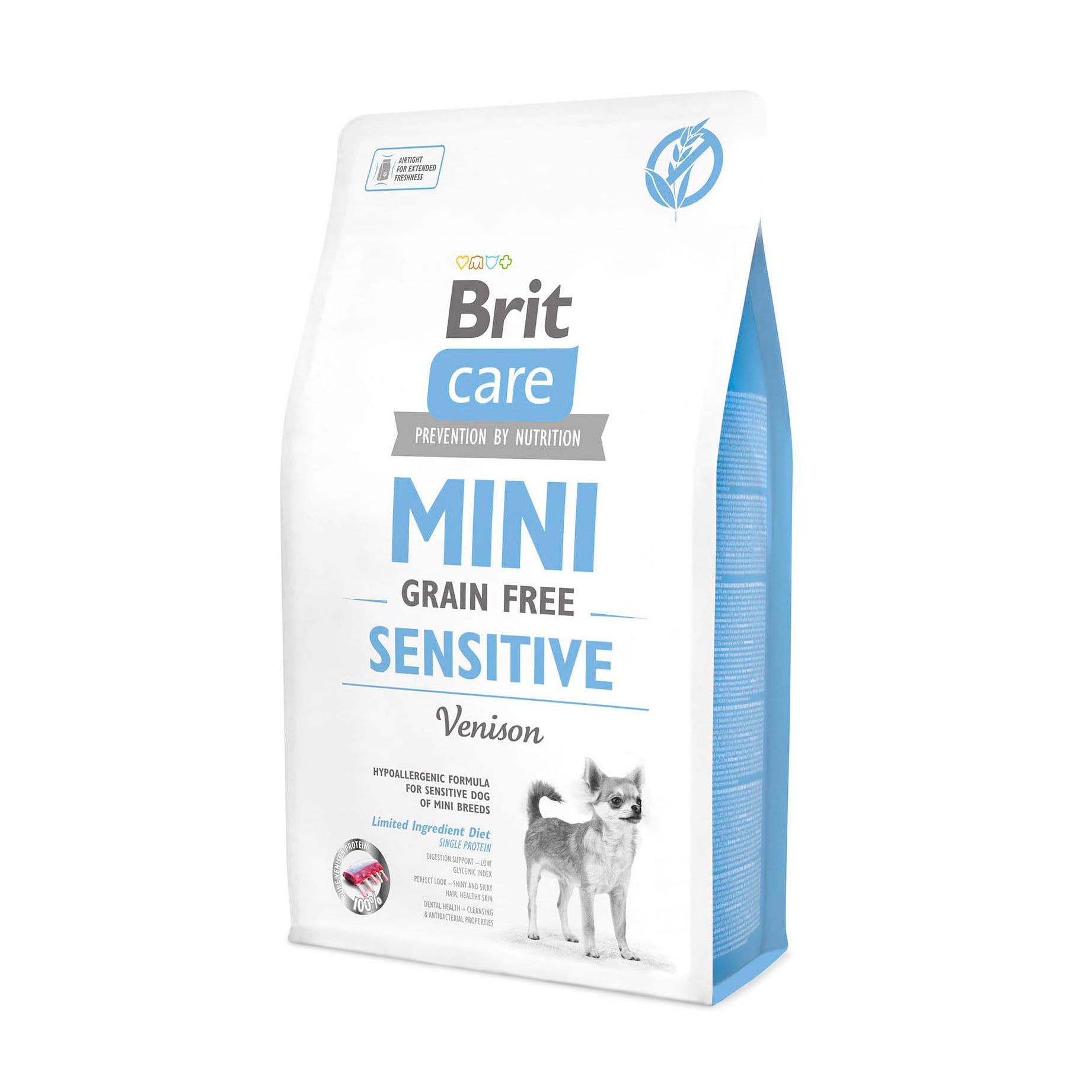 Сухий корм для собак мініатюрних порід Brit Care Mini Sensitive з чутливим травленням, зі смаком оленини, 2 кг