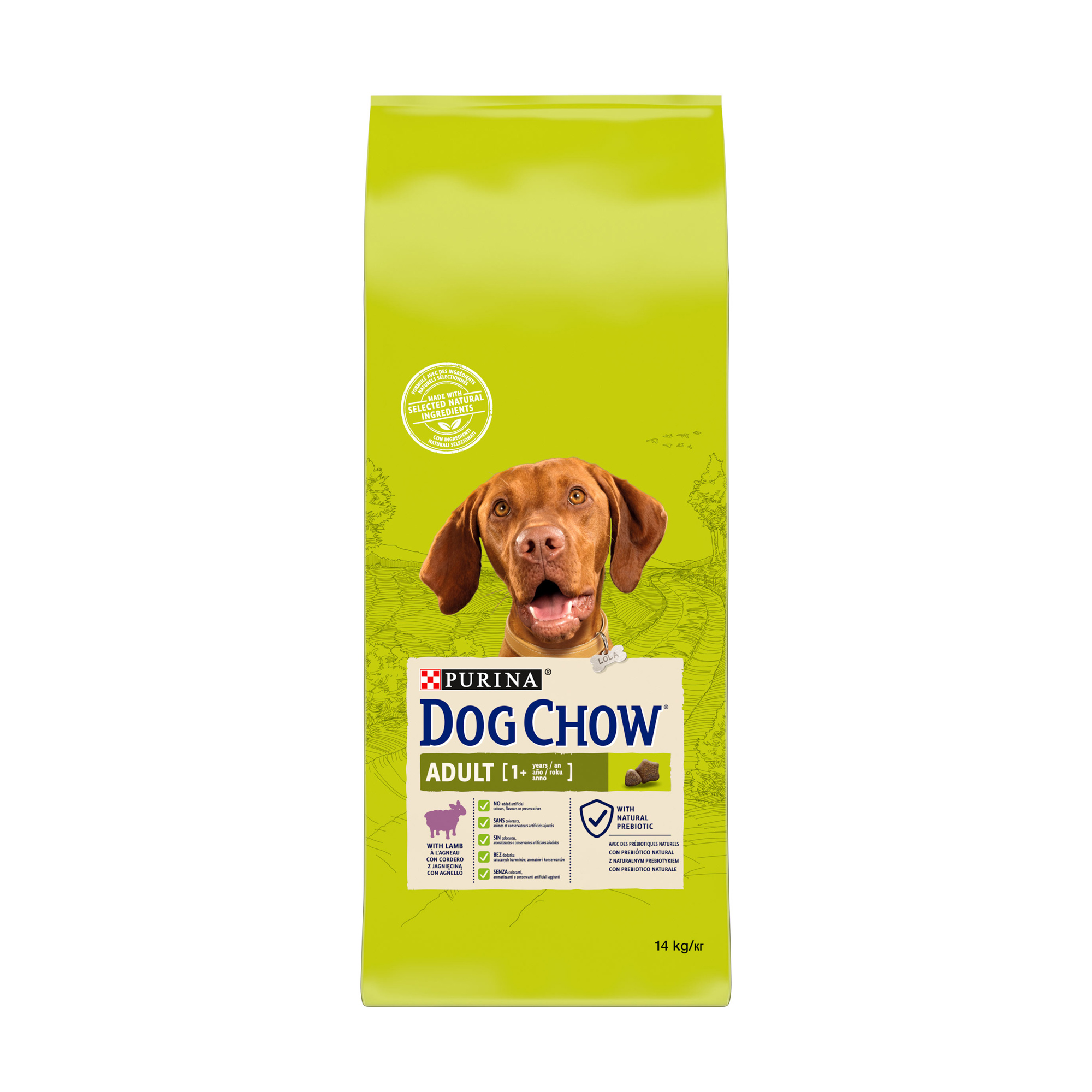Сухий корм для собак від 1 року Dog Chow Adult 1+ з ягням, 14 кг