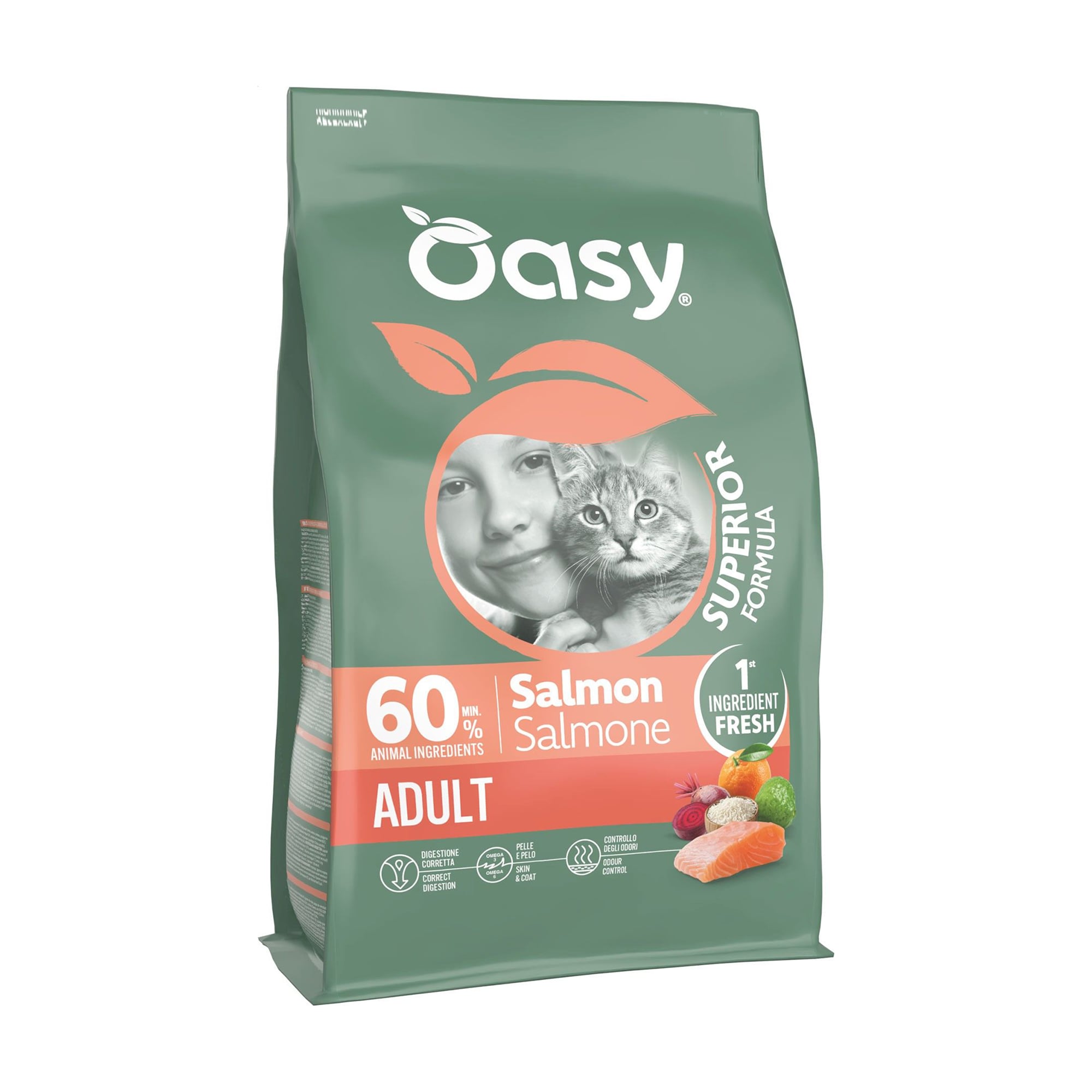 Сухий корм для стерелізованих котів Oasy Superior Formula Adult Sterilized з лососем, 1.5 кг