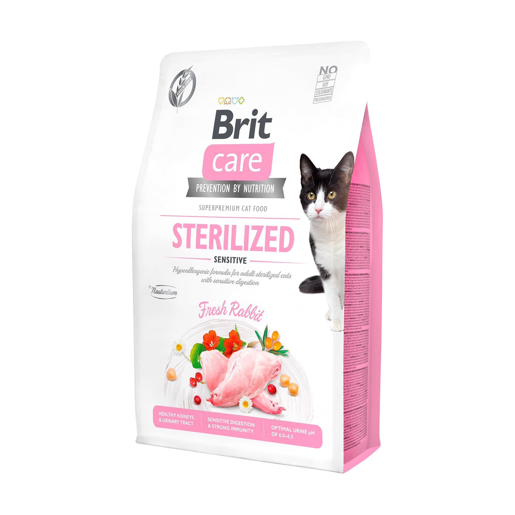 Сухий корм для стерилізованих кішок Brit Care Sterilized Sensitive з чутливим травленням, з кроликом, 2 кг
