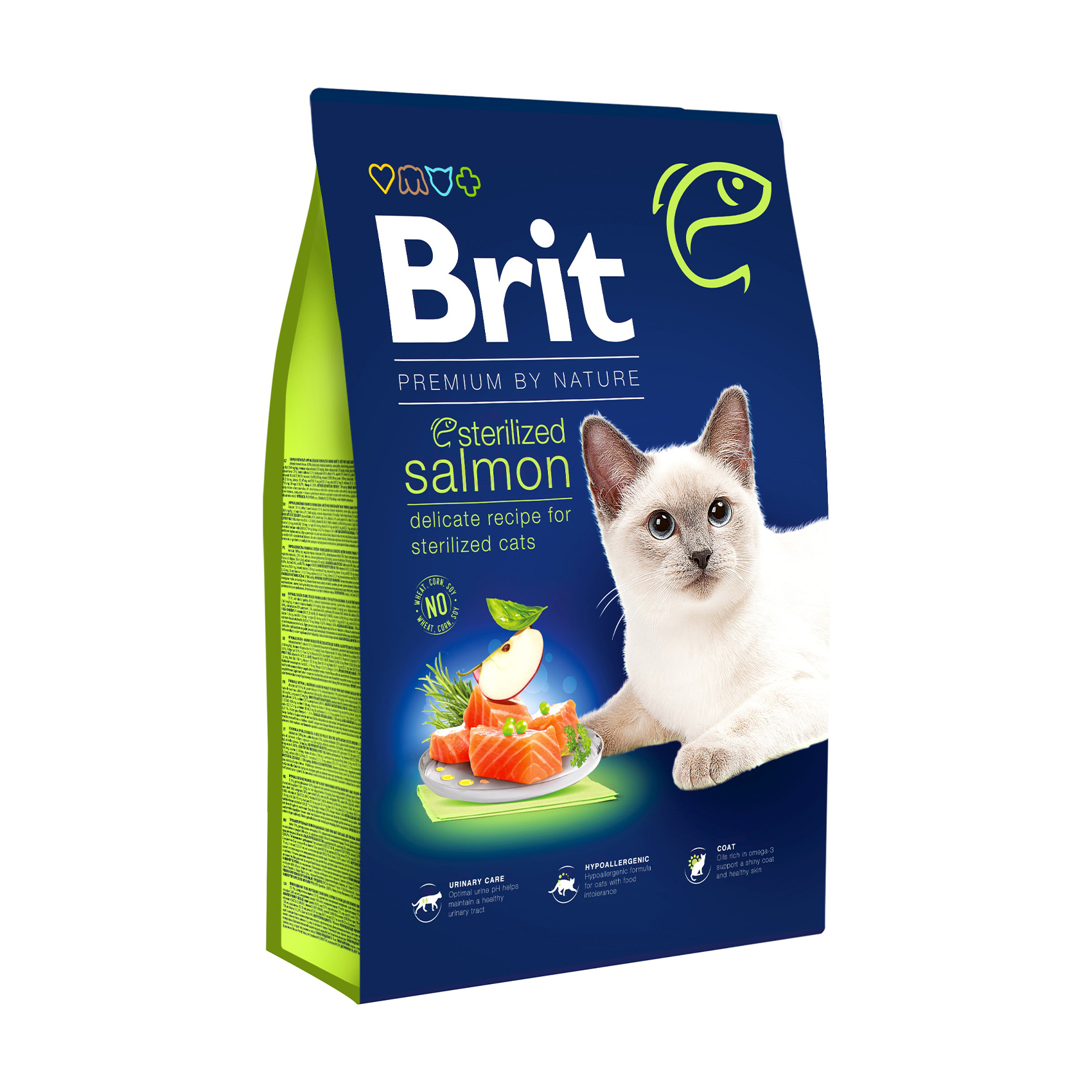 Сухий корм для стерилізованих кішок Brit Premium by Nature Cat Sterilised з лососем, 8 кг