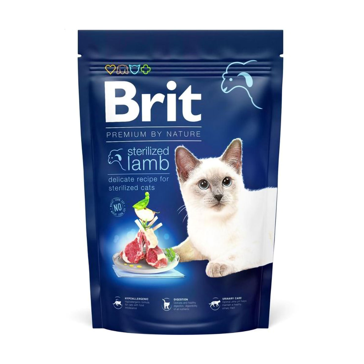Сухий корм для стерилізованих кішок Brit Premium by Nature Cat Sterilised з ягням, 1.5 кг