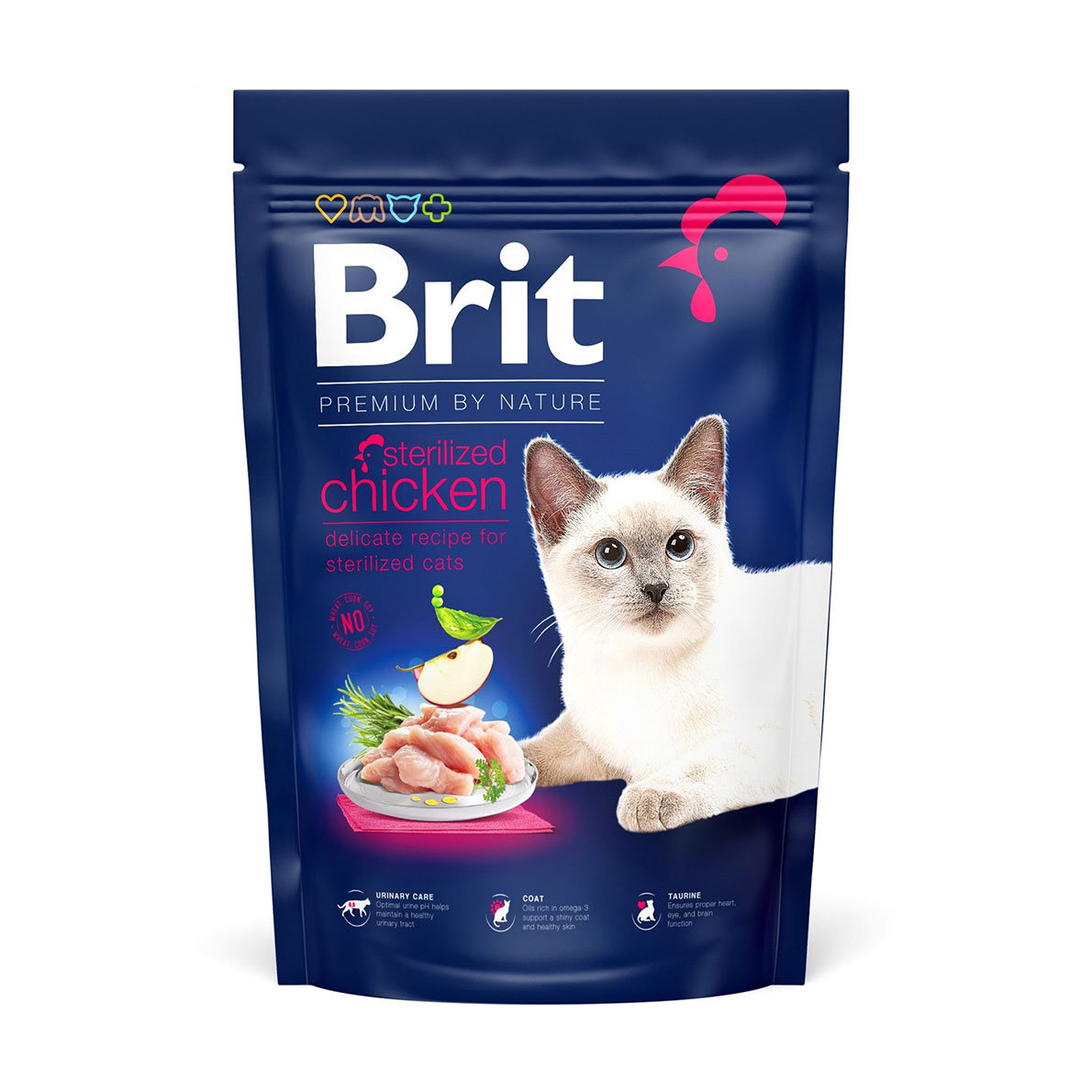 Сухий корм для стерилізованих кішок Brit Premium by Nature Cat Sterilised з куркою, 1.5 кг