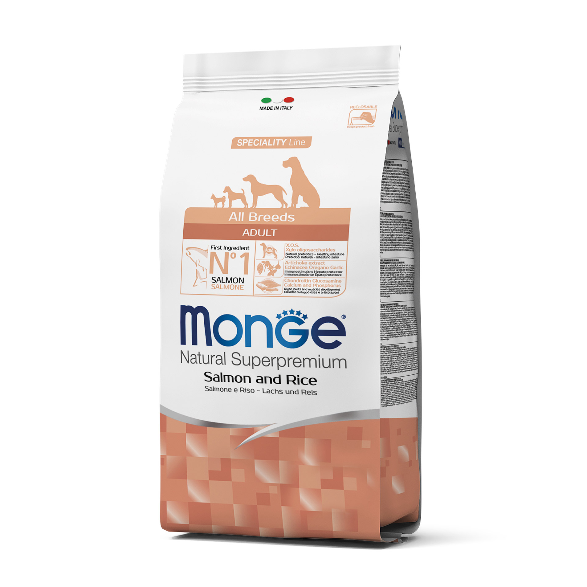 Сухий корм Monge All Breeds Adult для собак всіх порід, зі смаком лосося з рисом, 2.5 кг