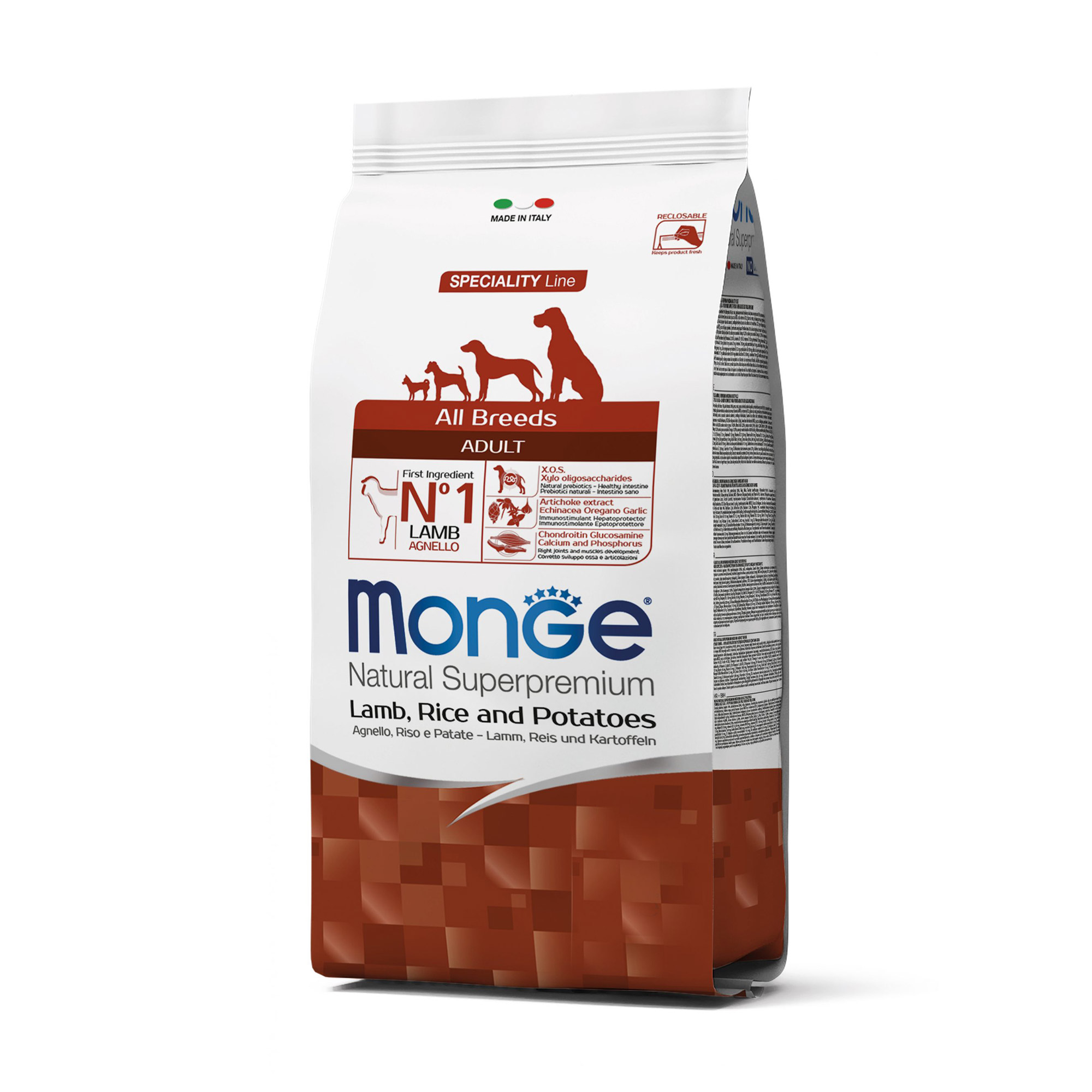 Сухий корм Monge All Breeds Adult для собак всіх порід, зі смаком ягня з рисом та картоплею, 2.5 кг