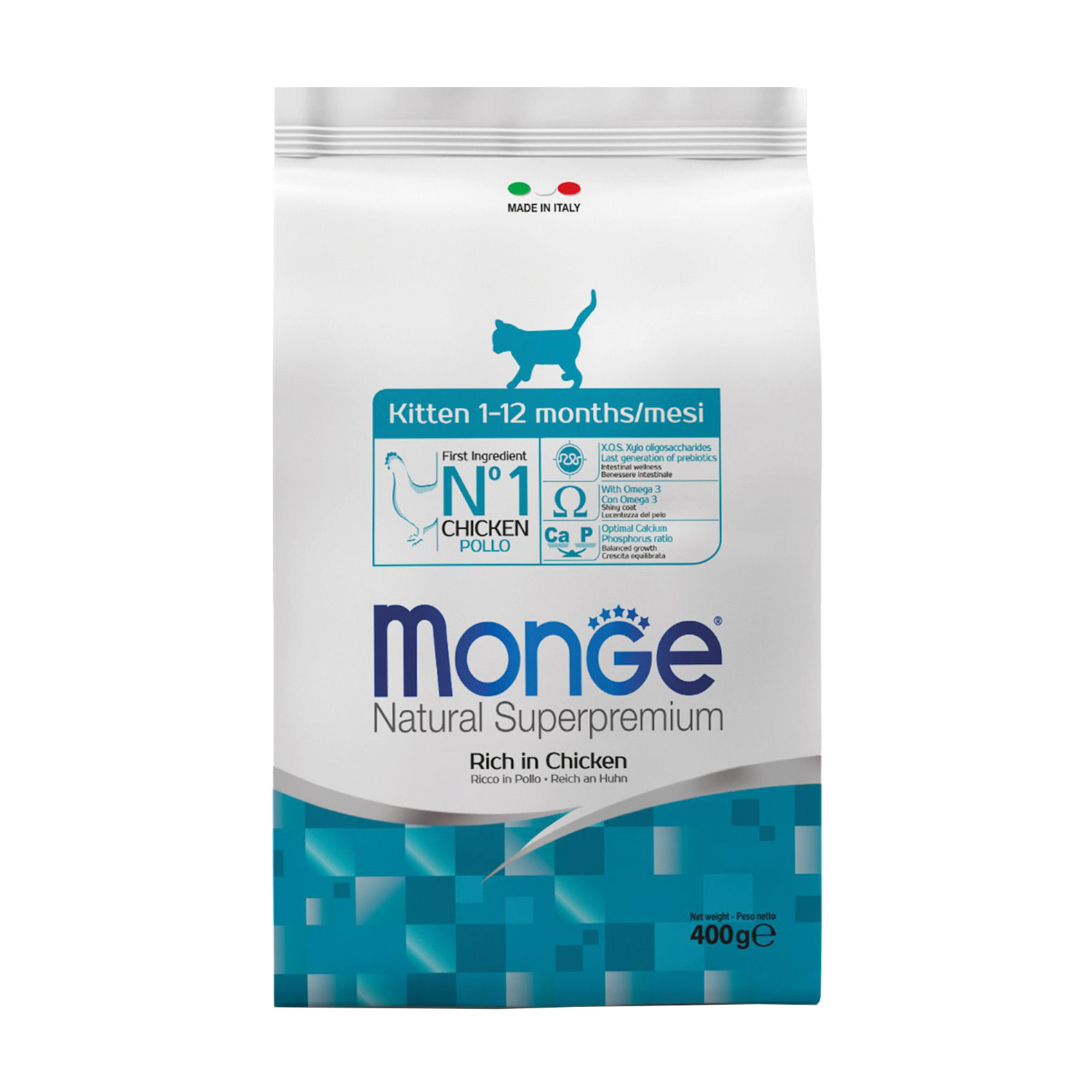Сухий корм Monge Kitten для кошенят (від 1 до 12 місяців), зі смаком курки з рисом, 400 г