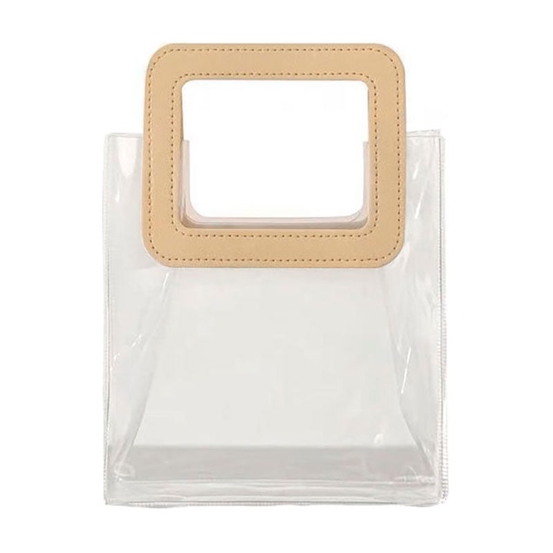 Сумка Cosmo Shop прозора, з бежевою ручкою, 19*9*18 см (CS1173B)