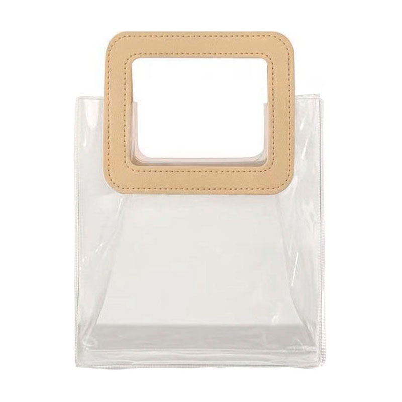 Сумка Cosmo Shop прозора, з бежевою ручкою, 26*11*23 см (CS1174B)