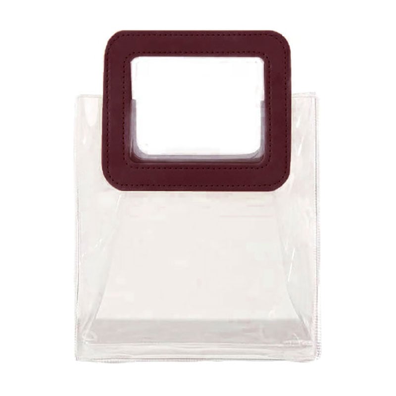 Сумка Cosmo Shop прозора, з бордовою ручкою, 19*9*18 см (CS1173R)