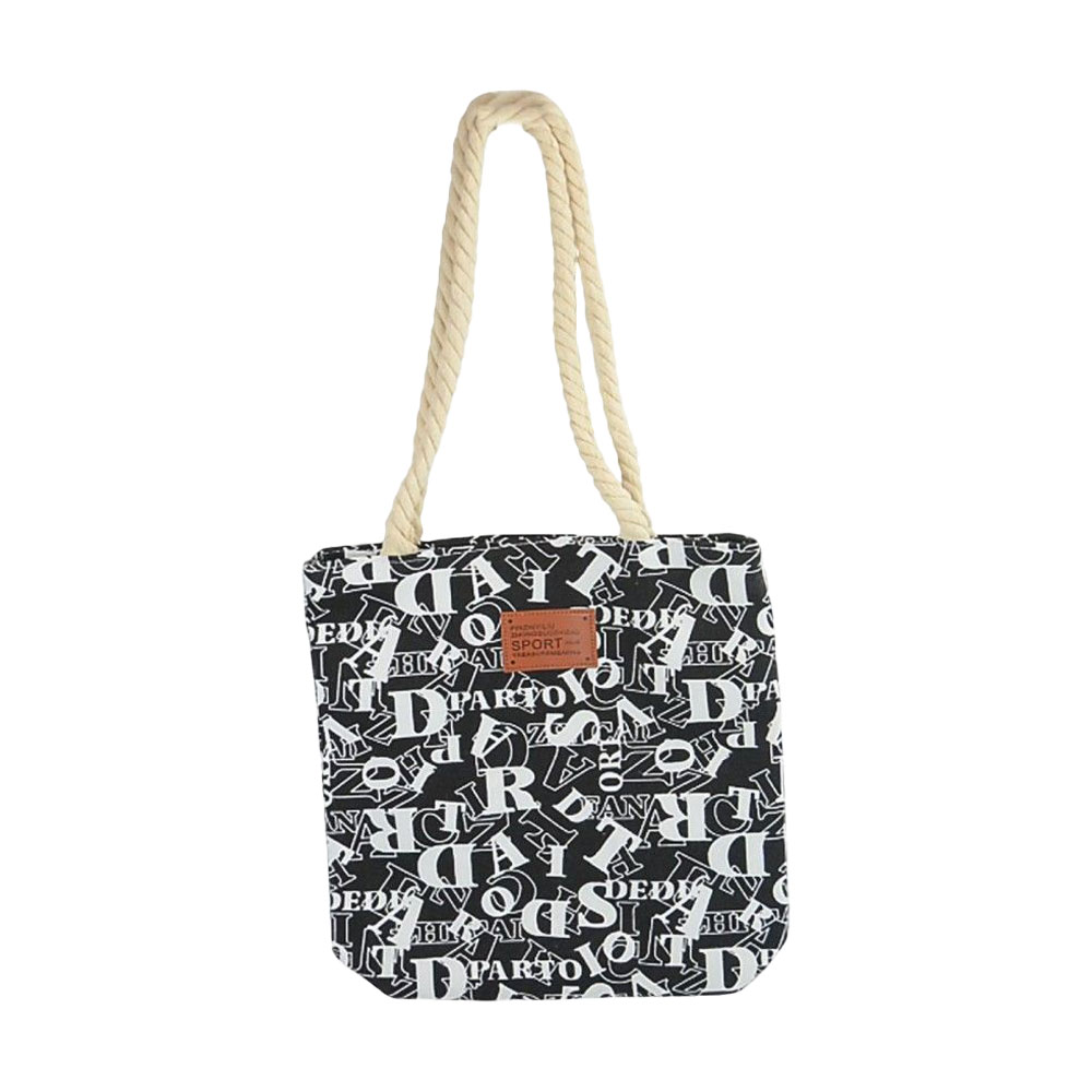 Сумка-шопер Cosmo Shop Sport чорна з білими буквами, 34.5*33*8 см (CS08197B)
