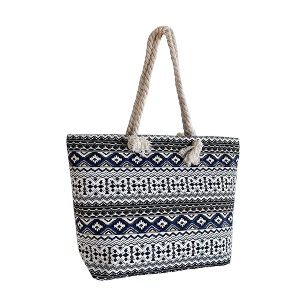 Сумка-шопер Cosmo Shop з етнічним принтом, синя, 40*33*10 см (CS08194A)