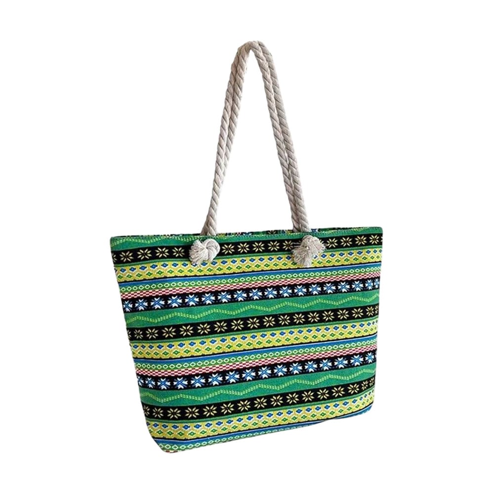 Сумка-шопер Cosmo Shop з етнічним принтом, зелена, 40*33*10 см (CS08194G)