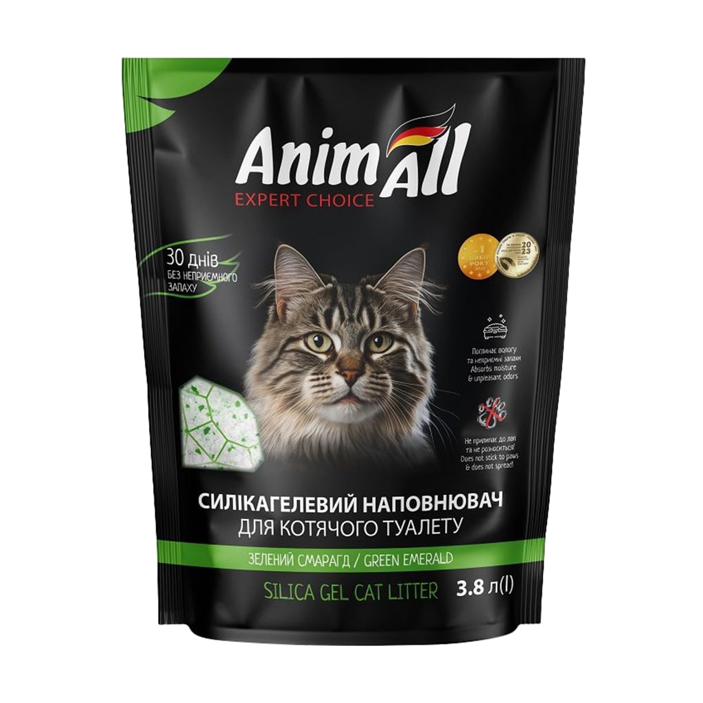 Силікагелевий наповнювач для котячого туалету AnimAll Зелений смарагд, 3.8 л, 1.6 кг