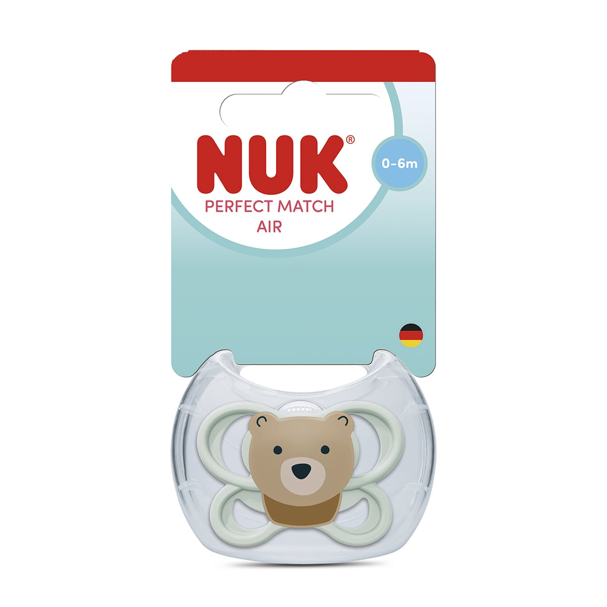 Силіконова ортодонтична пустушка NUK Perfect Match Air Ведмідь, від народження до 6 місяців, 1 шт (3954155)