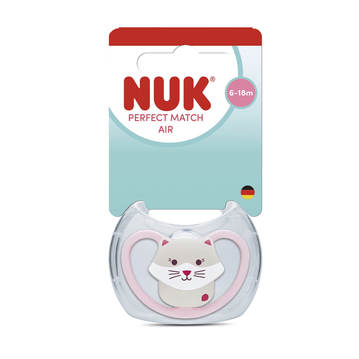 Силіконова ортодонтична пустушка NUK Perfect Match Air Кішка, від 6 місяців до 1.5 року, 1 шт (3954157)