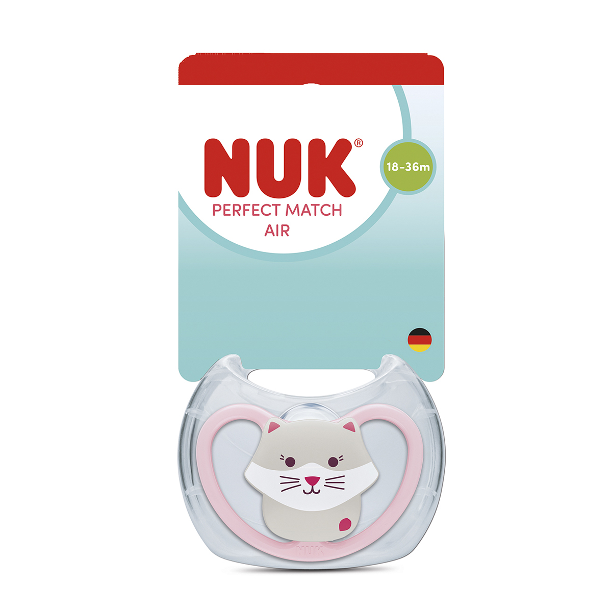 Силіконова ортодонтична пустушка NUK Perfect Match Air Кішка, від 1.5 року до 3 років, 1 шт (3954159)