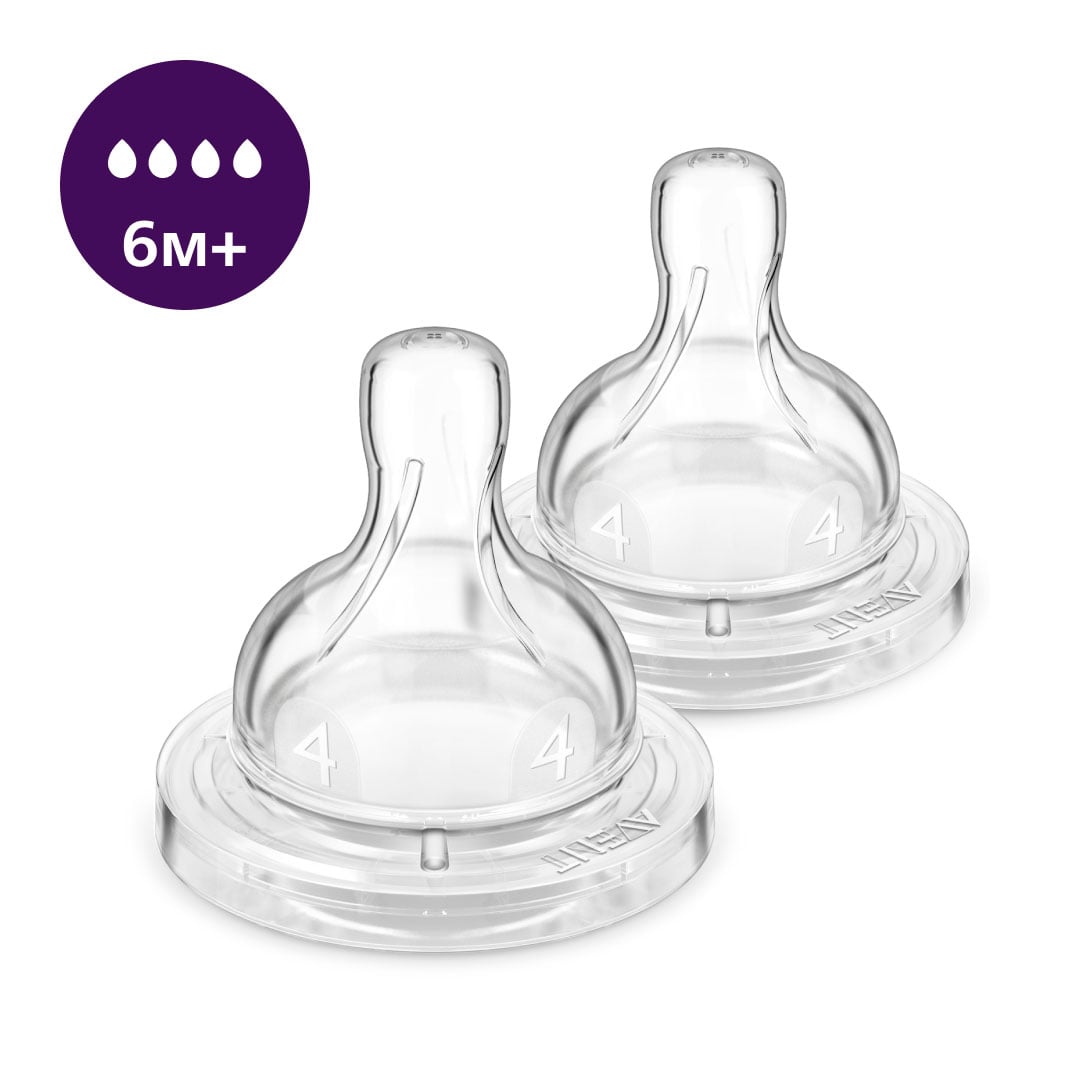 Силіконова соска PHILIPS AVENT Анти-колік, швидкий потік, від 6 місяців, 2 шт (SCY764/02)