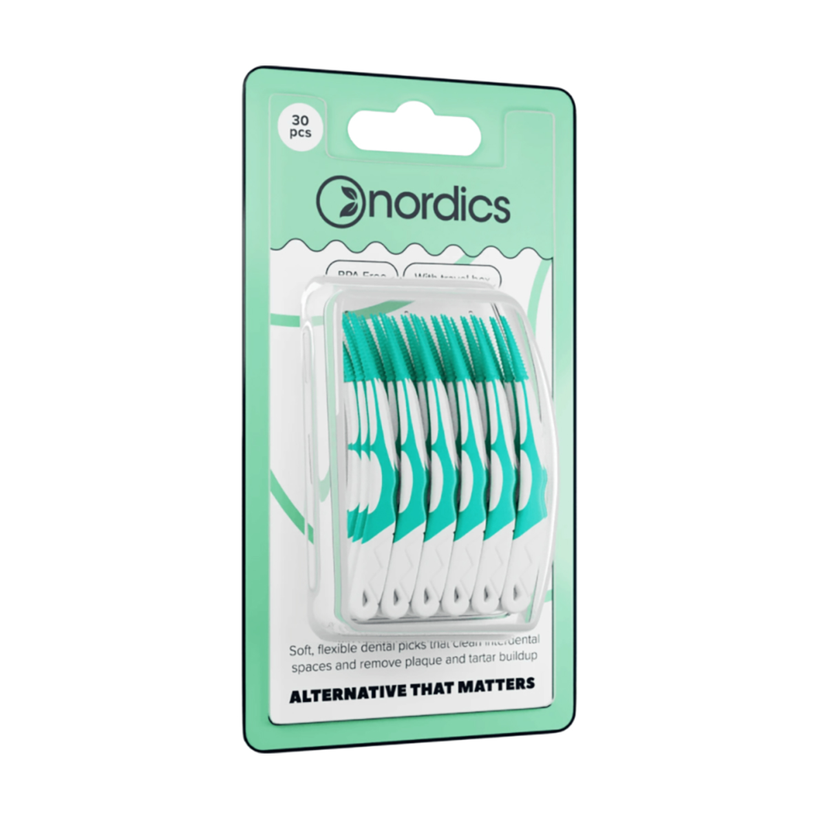 Силіконові міжзубні щітки Nordics Silicon Interdental Softpicks біло-зелені, 30 шт